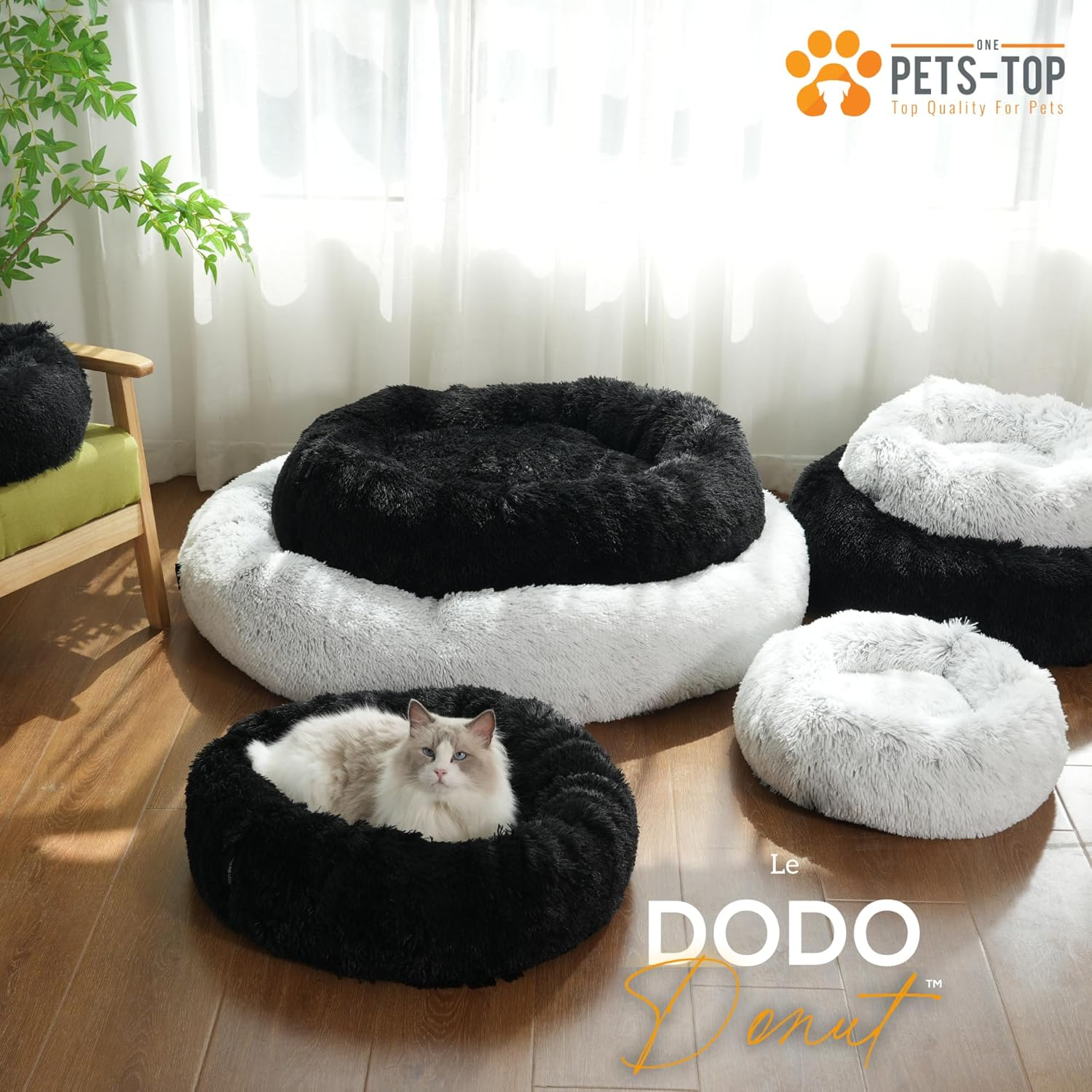 One PETS-TOP&reg; Dog Bed Medium Dogs [With Washable Cover] - Dog Basket, Cat Bed, Sleeping Places & Furniture for Dogs Long Dog Basket, Dog Bed, 80 Cm Diameter, Pearl Grey image number 2