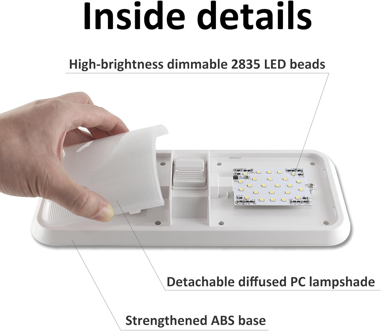 Bhanboth 2 Pack RV LED Lights Interior 12V, 8W 1000LM RV Ceiling Light with on off Switch, DC12-30V LED Light Fixtures for Camper Car Truck Motorhome Boat, Natural White 4000-4500K image number 1