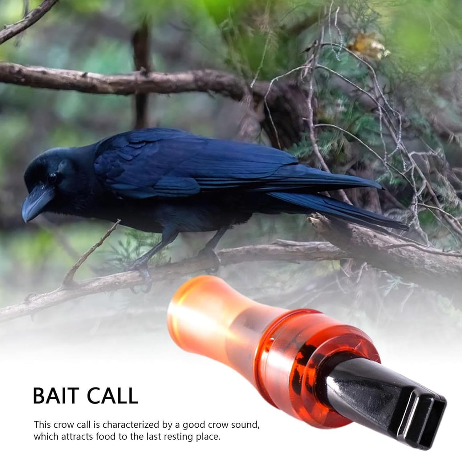 Crow Caller, Hunting Bird Decoy Tool, Realistic Sound Bait, 14X5X5 Cm Wildlife Tracking Game Call, Portable Outdoor Survival Camping, Hiking, Scouting, Beginners, Professionals image number 2