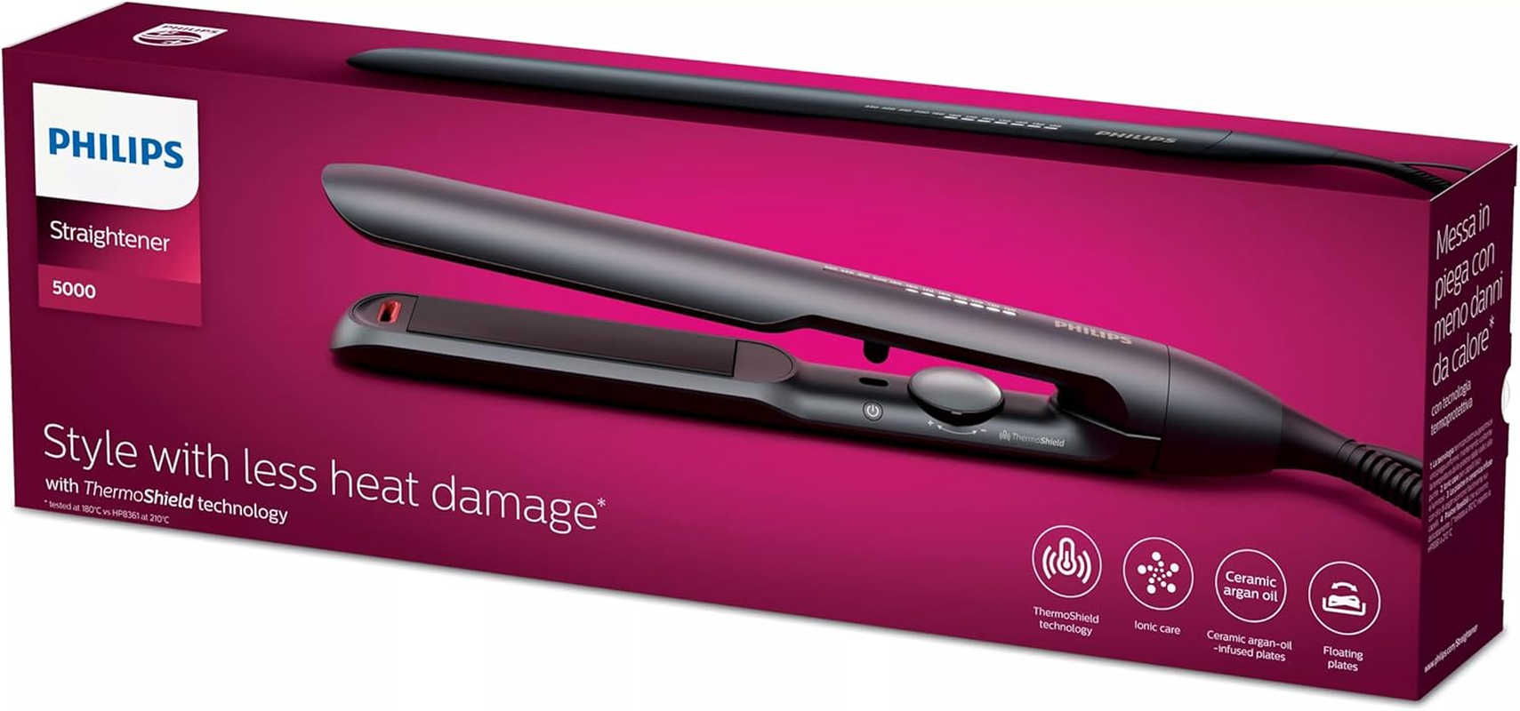 Philips 5000 Series Hair Straightener with Thermoshield Technology in Black [Model BHS510/00] image number 2