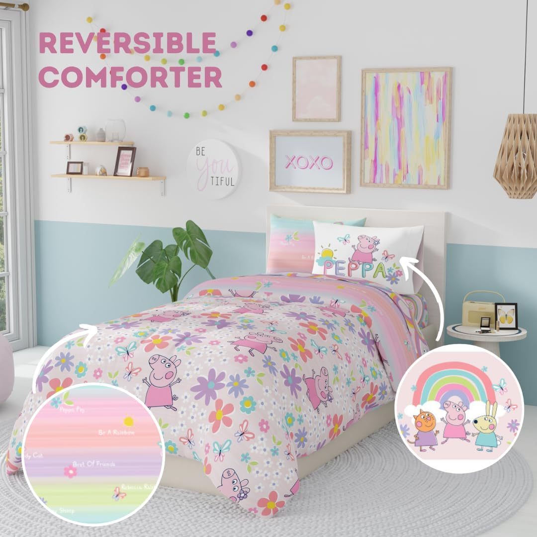 Franco Peppa Pig Kids Bedding Super Soft Comforter and Sheet Set with Sham, 5 Piece Twin Size, (Officially Licensed Product) image number 3