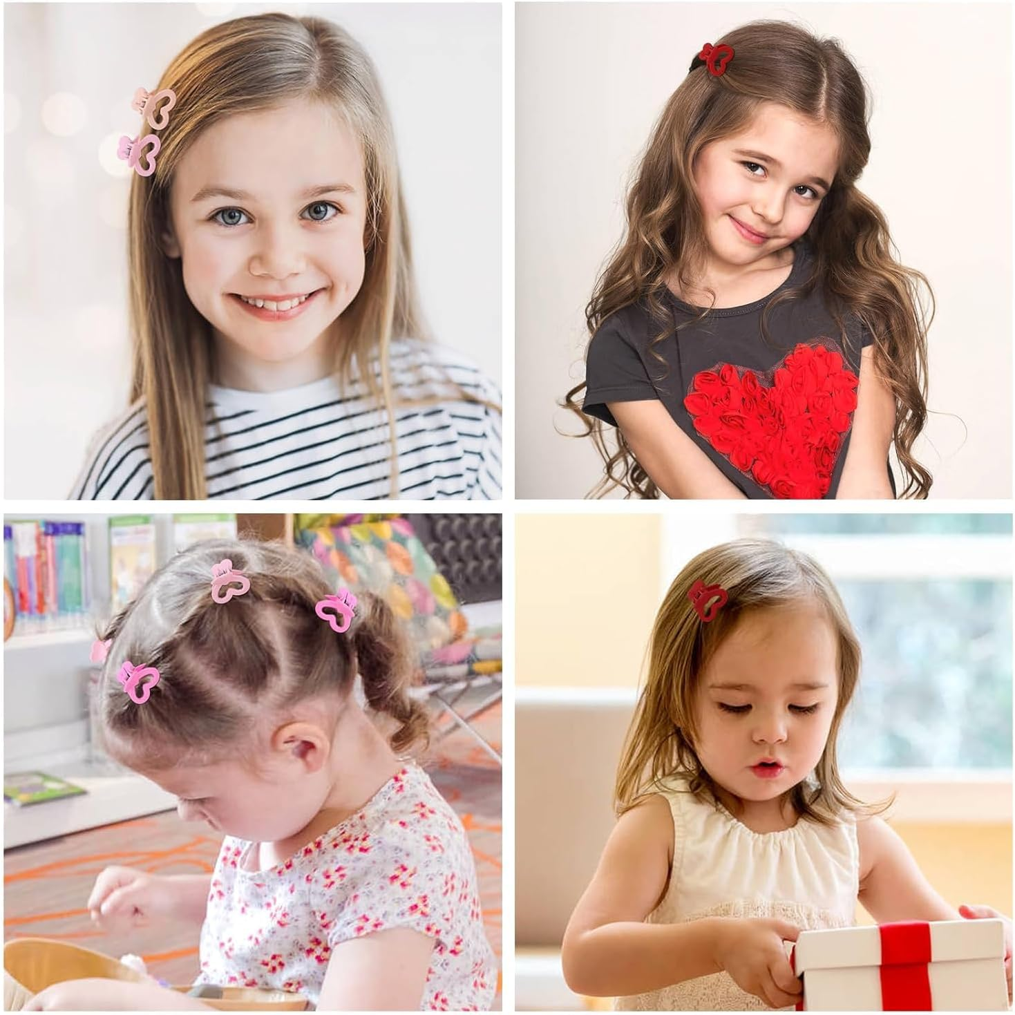 NTY Collections 3 Pieces Neutral Color 2.5Cm/0.1" Small Non-Slip Heart Plastic Hair Claws Clips Mini Hair Clamps Barrettes Hair Accessories for Women Girls Teens Kids Toddlers (Colour May Vary) image number 5