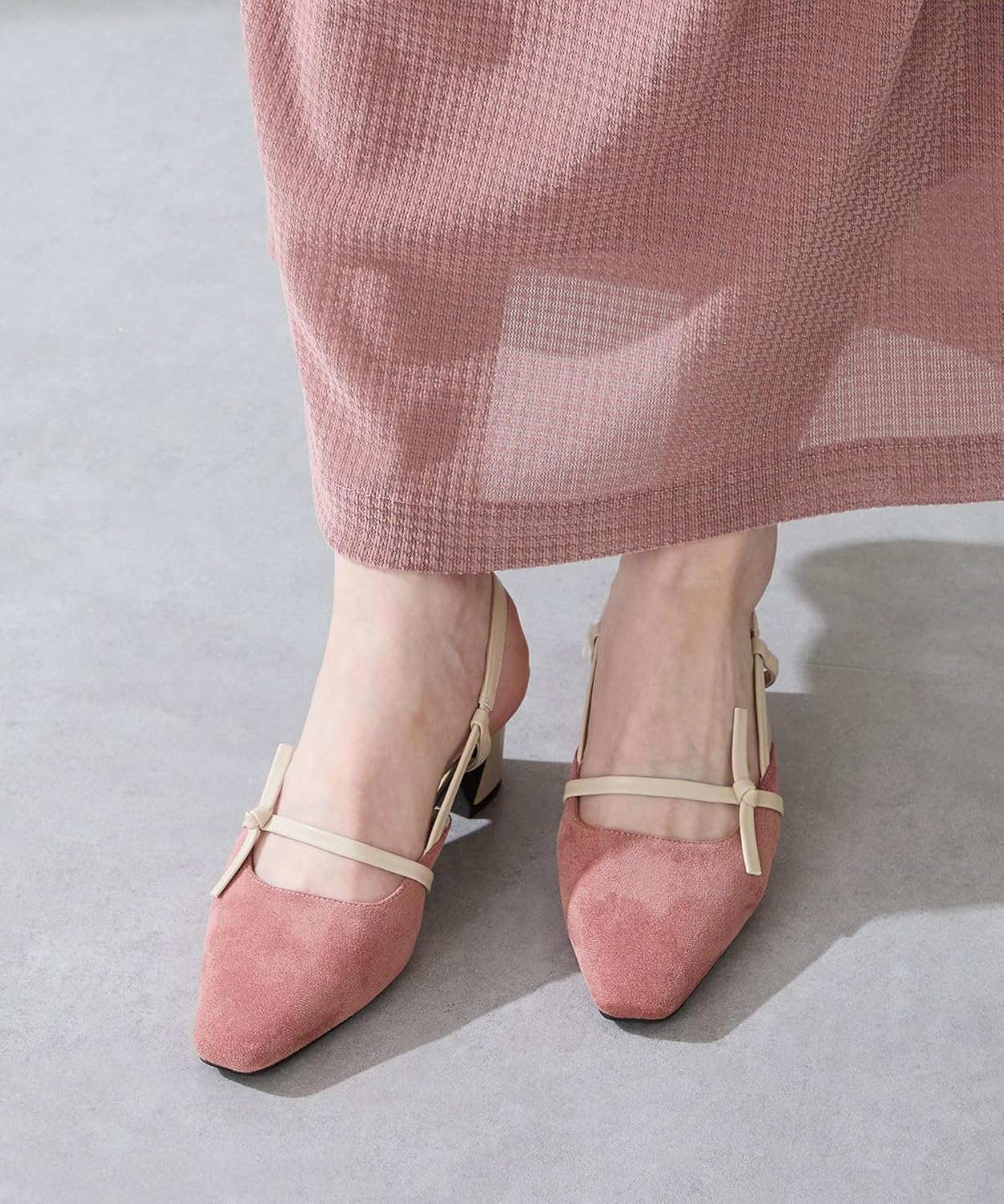 Oriental Traffic 51314 Women'S Pumps, Office Casual, Commuting, Square Toe, Heel Strap, Side Ribbon image number 2