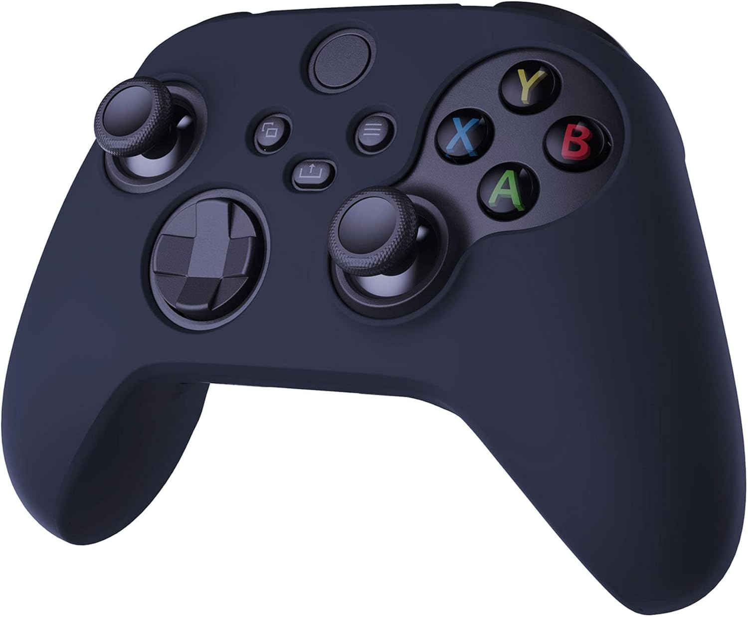 Playvital Midnight Blue Pure Series Anti-Slip Silicone Cover Skin for Xbox Series X Controller, Soft Rubber Case Protector for Xbox Series S Controller with Black Thumb Grip Caps - Glow In Dark - Green image number 4