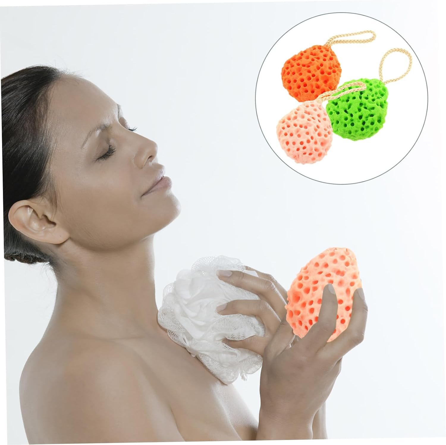 COMPUKAS 3Pcs Portable Face Wash Sponges Pulp Facial Cleaning Sponge for Face Skin Exfoliation image number 5