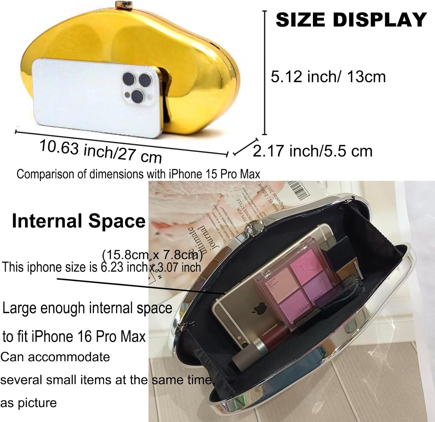 NUSTTAL Acrylic Clutch Purse for Women Irregular Shell Evening Handbag for Wedding Party
