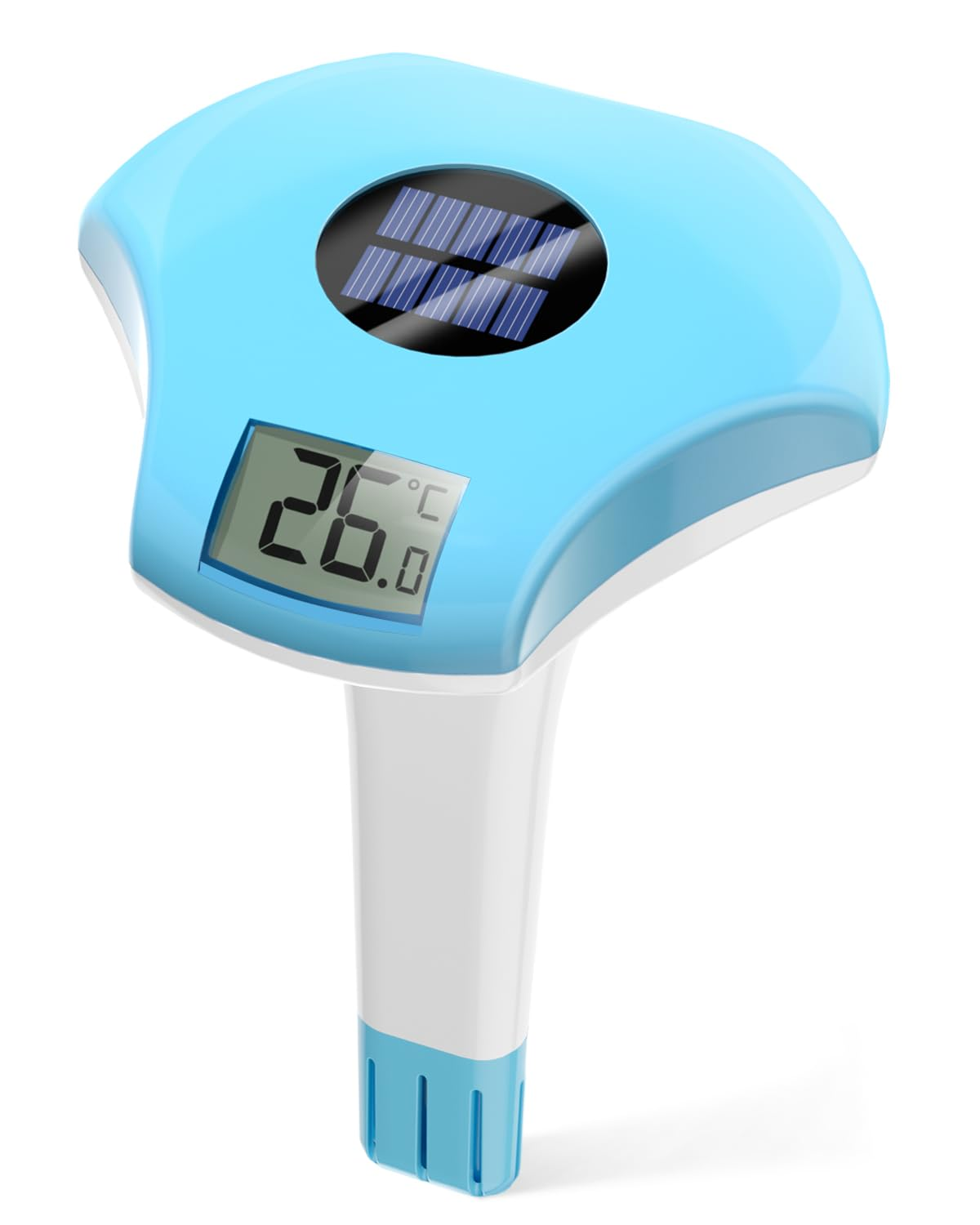 BALDR Pool Thermometer, Floating Digital, IPX8 Waterproof, Solar Powered, Easy Read, Blue