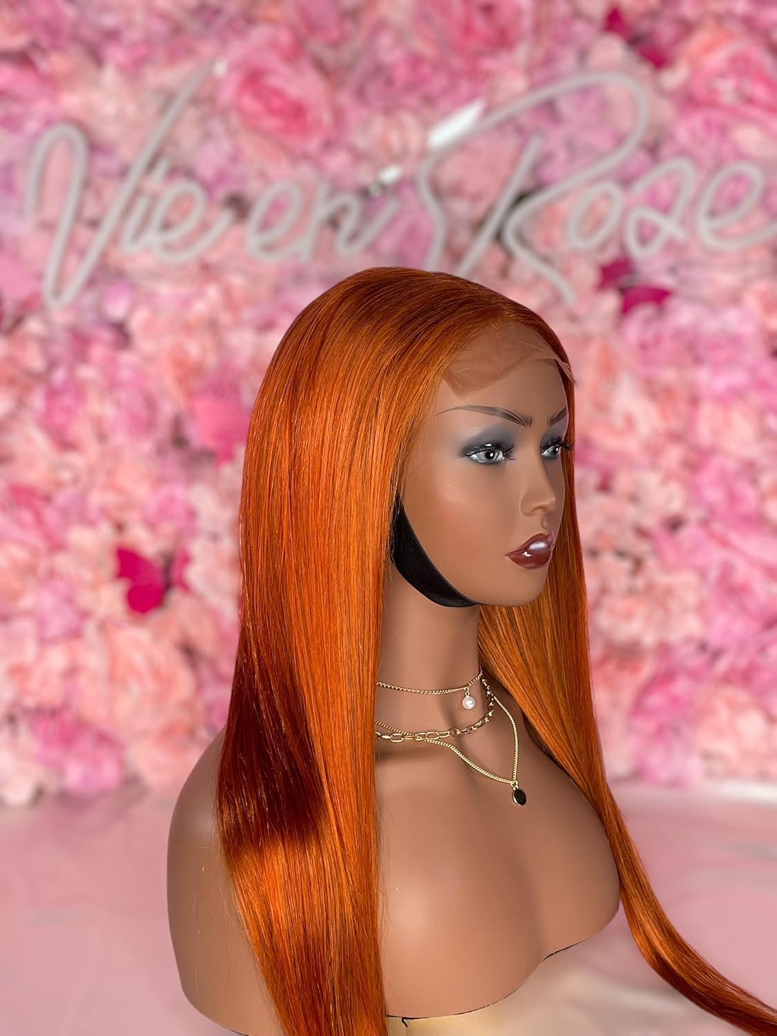 4X4 Hd Lace Ginger/Orange Human Hair Wig, Lace Front Wig Lace Closure Wig Ombre Human Hair Wigs 4X4 Wig 24 Inch 180 Density image number 5