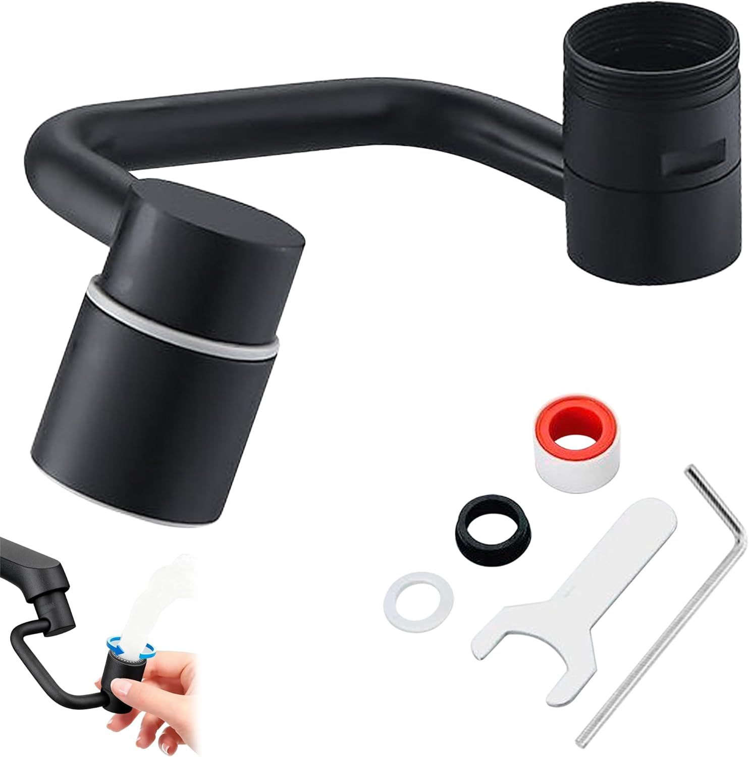 Emesak 1080&deg; Rotating Faucet Extender for Bathroom Sink, Easy Install Adjustable Swivel Spout, Multifunctional Universal Robotic Arm for Washing Hands, Hair, Face