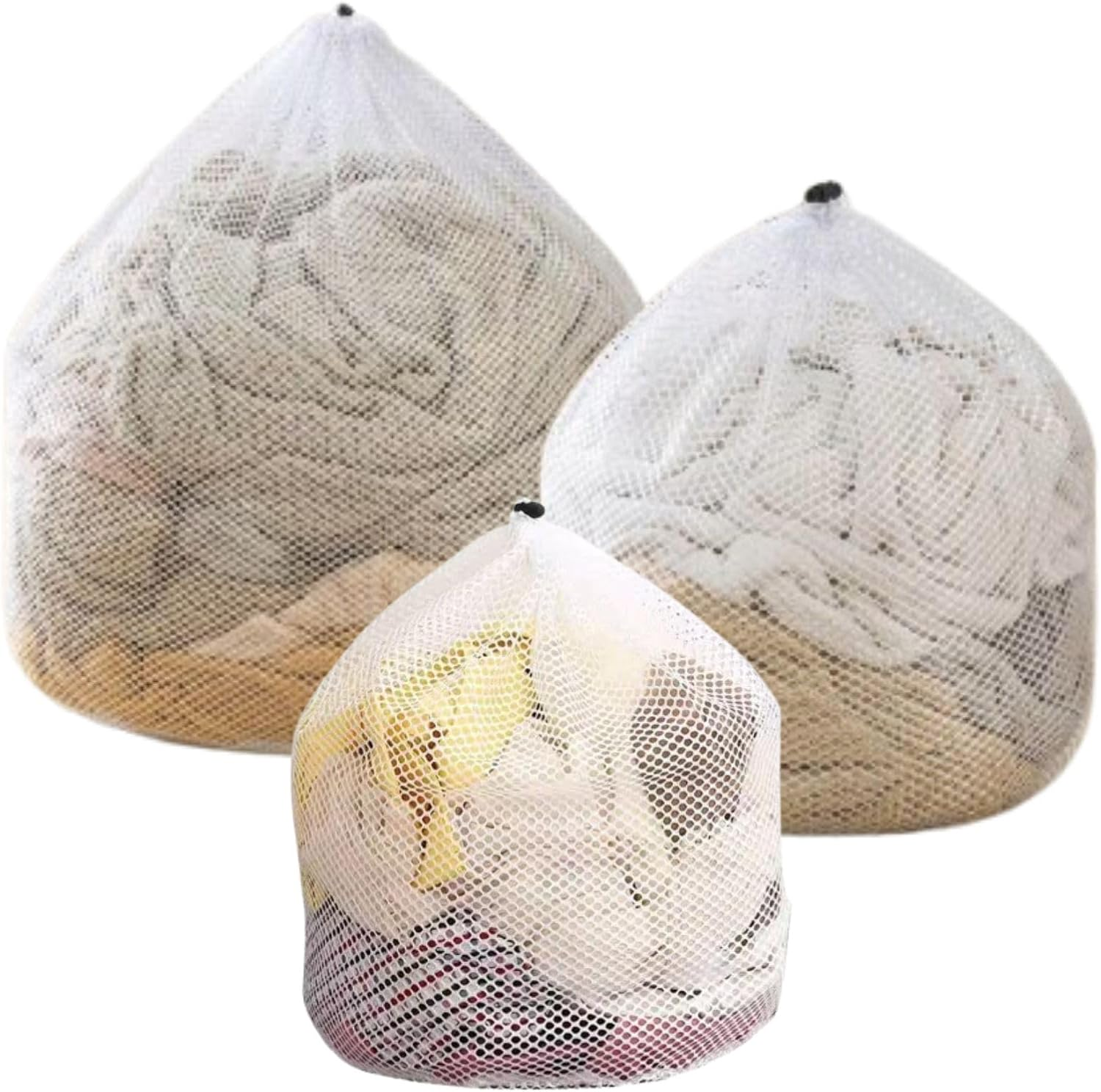 3 Pcs Mesh Laundry Bags with Drawstring,Washing Bags for Washing Machine, Travel Storage Organize Bag for Clothes,Bed Linen,Toys Etc. (1 X-Large, 1 Large, 1 Medium)