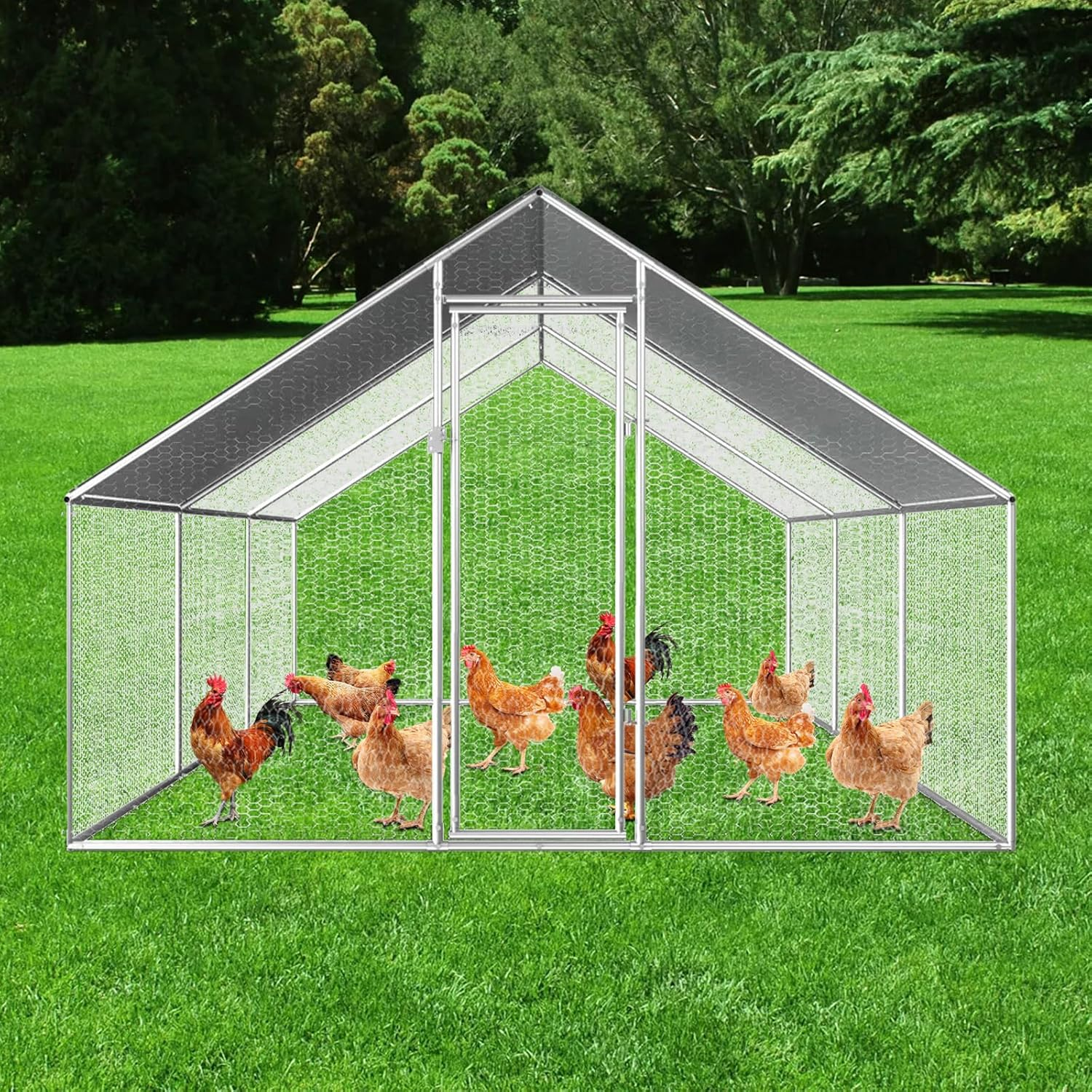 Chicken Coop Large Rabbit Hutch Pet Cage, Walk in Poultry House Coops Hen Run Ferret Habitat Farm Enclosure,2.75 X 6 X 1.92 M image number 2