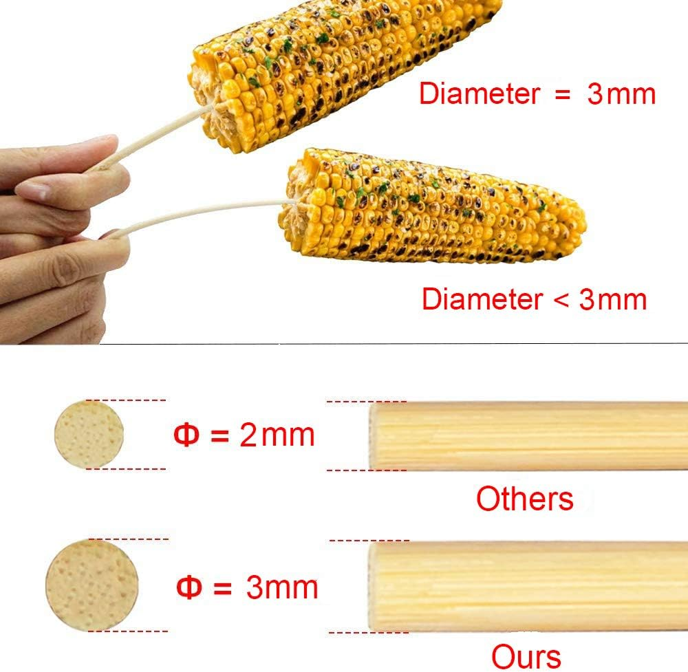 150 Large 30Cm round Wooden Bamboo Kebab Skewers, Food Grade, Safe and Sturdy, 12" Long Cocktail Sticks, Perfect for BBQ, Cake Topper, Chocolate Fountain, Candy Floss Sticks (150 30Cm Bamboo Skewers)