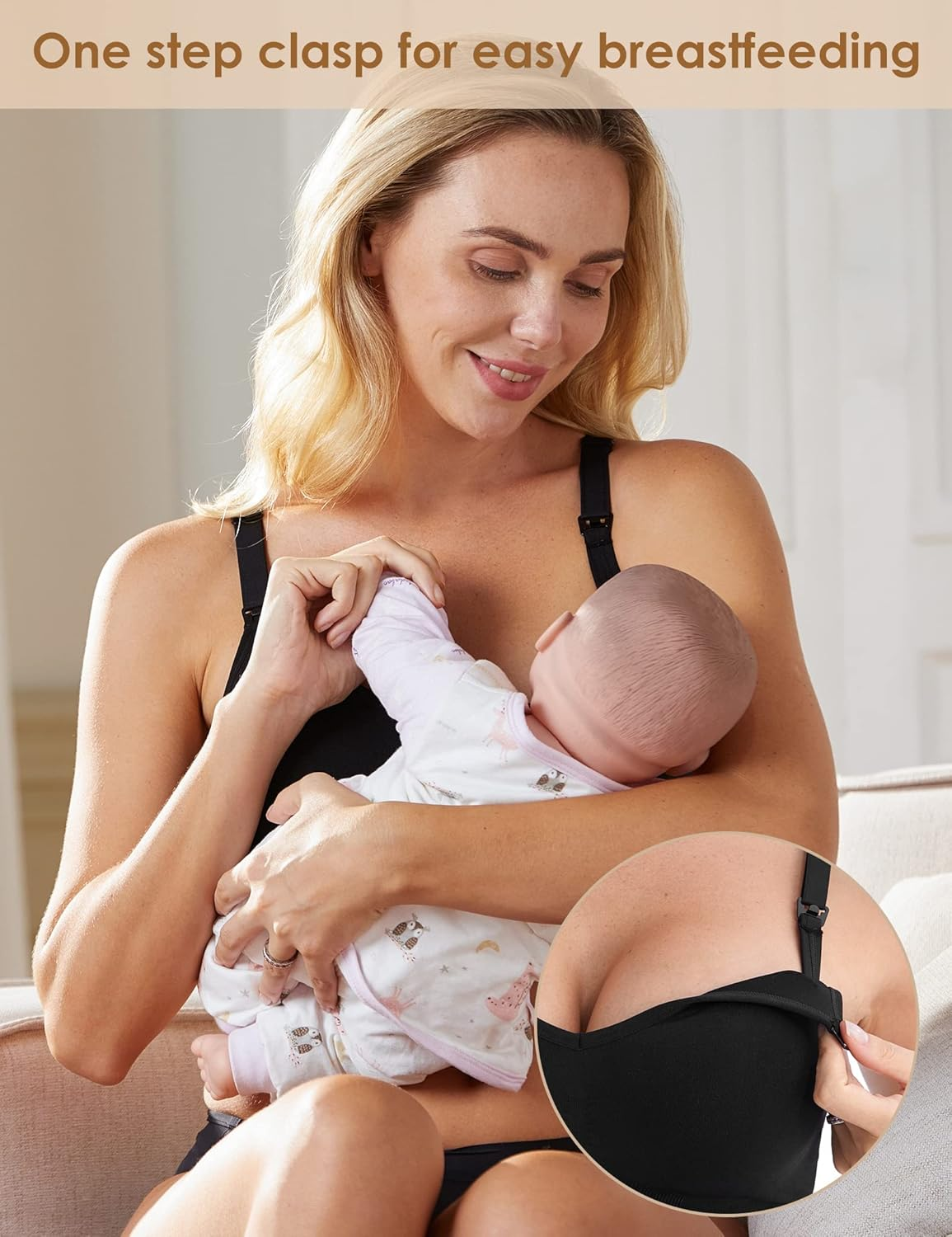 HOFISH Nursing Bras for Maternity Breastfeeding Seamless Wirefree Push up Bras for Womens Pregnancy Everyday Comfort 3Pack image number 2