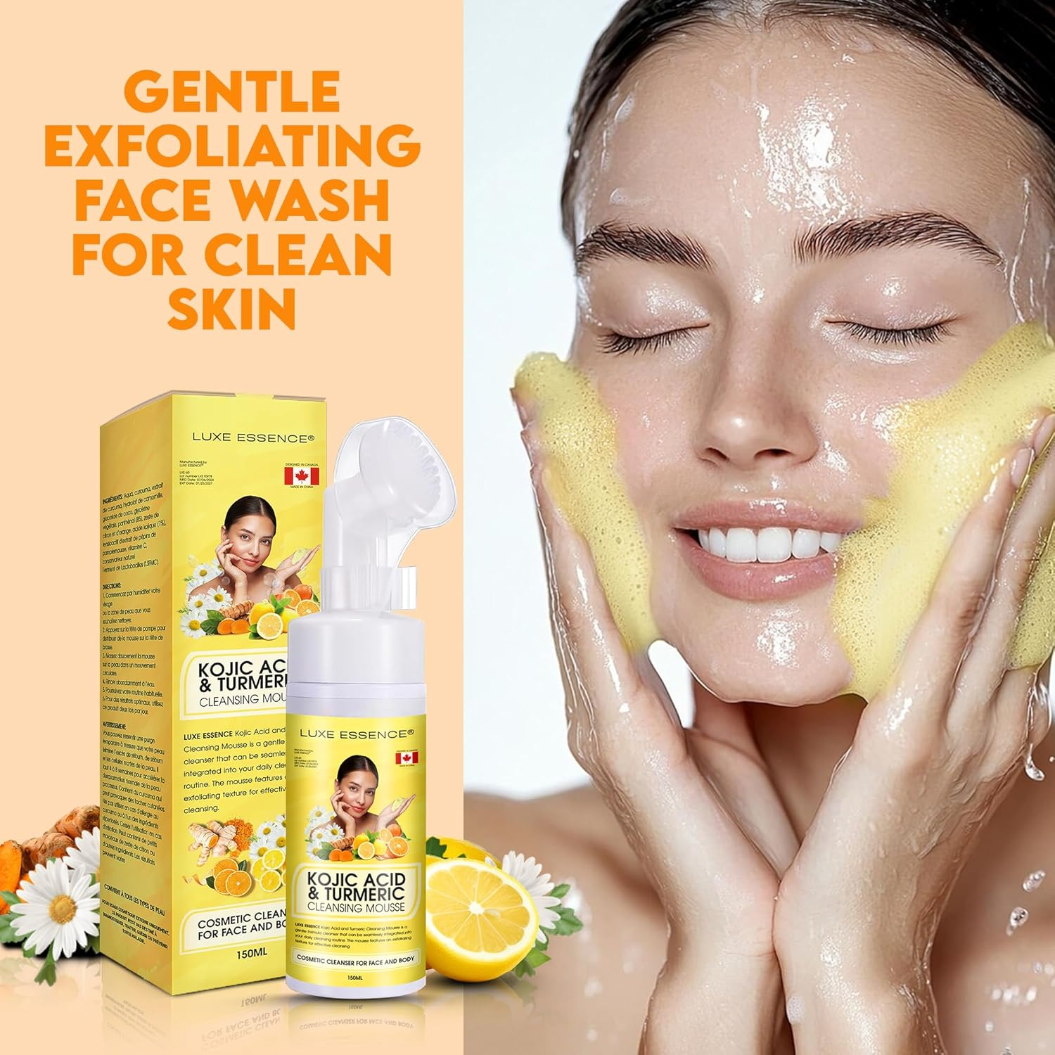 Premium Kojic Acid and Turmeric Mousse Cleanser 150Ml | Kojic Acid and Turmeric Infused Mousse Cleanser | Skin Brightening | Moisturizing and Hydrating | for Face and Body | Deep Clean for Men and Women and All Skin Types image number 6