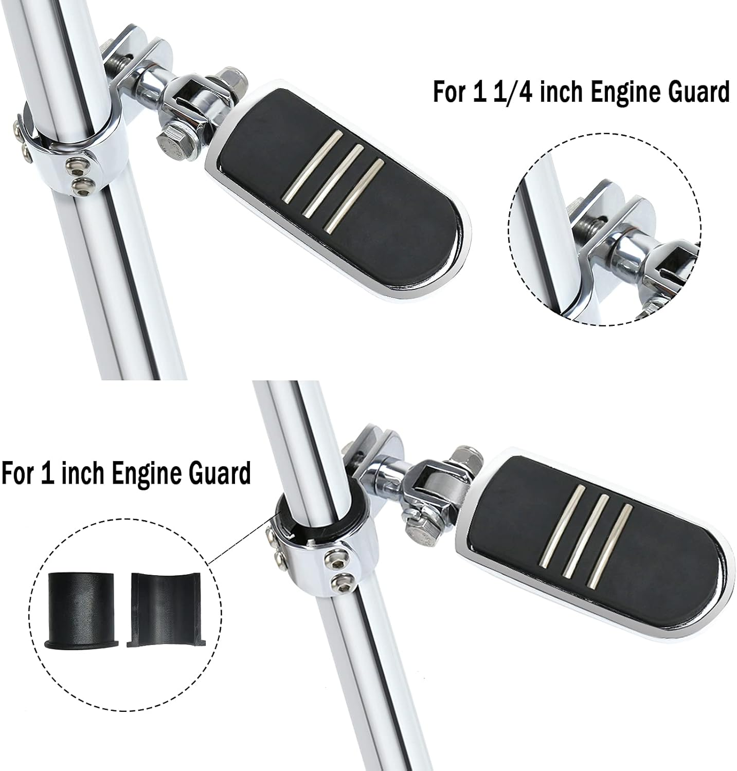 Motorcycle Highway Pegs Mount Clamp Footpegs Engine Guard Mounts Adapter Fit for Harley Yamaha Honda Suzuki Kawasaki 25Mm 32Mm 34Mm (Chrome)