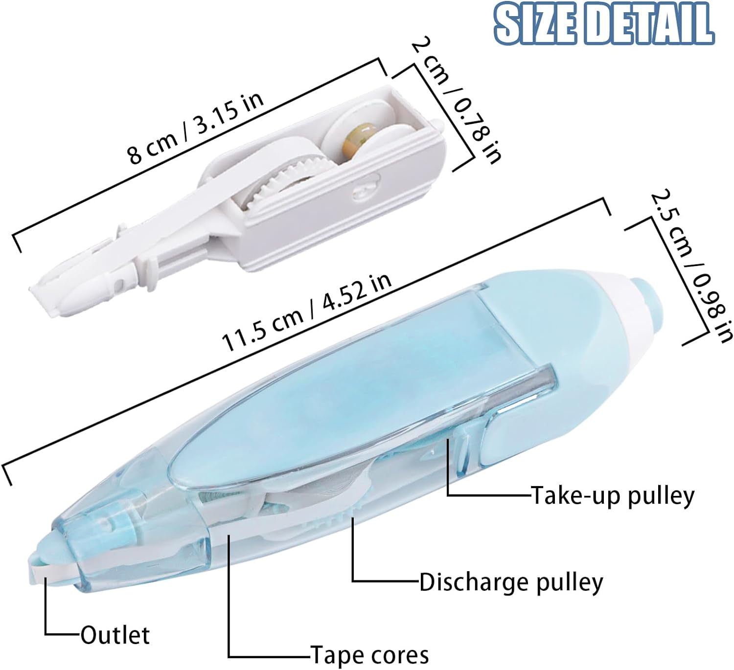 8Pcs Retractable White Out Correction Tape Set, 4Pcs Refillable White Out Tape Pen with 4Pcs Replacement Tape Refill, Aesthetic Writing Stationary Supplies for School Office Student Kids image number 1