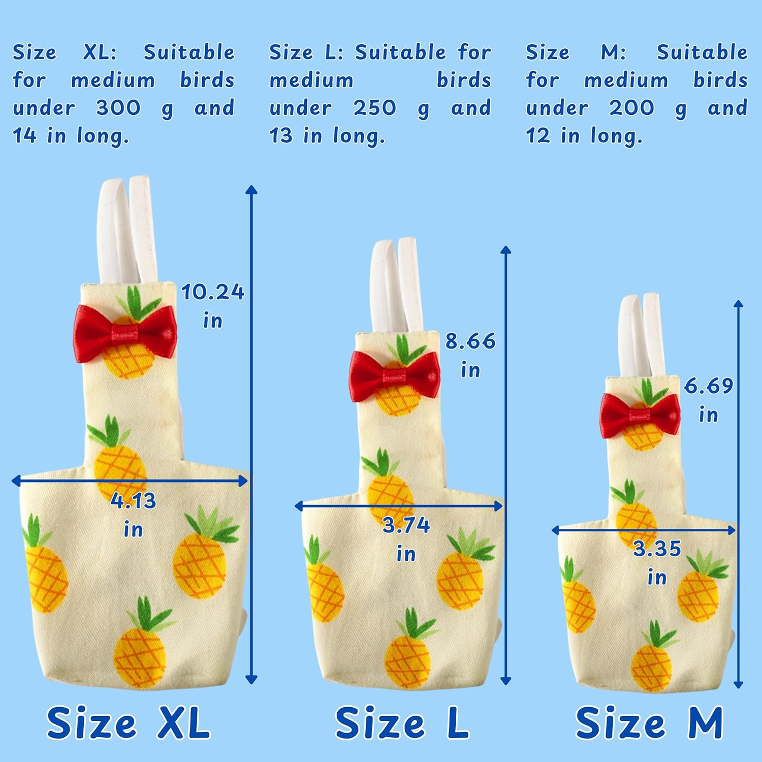 Birds Pigeon Diaper Pants Harness and Leash, Bird Diapers for Pigeons and Leash Harness, Diapers for Birds Cockatiel Parrot, Parakeet Diaper, Pigeon Pants, Parrot Clothes for Bird (Xl-Pineapple) image number 1