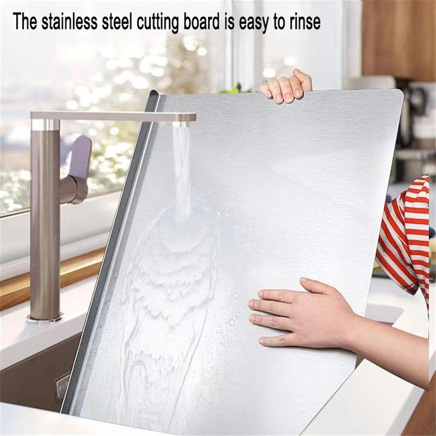 Cutting Board with Lip,304 Stainless Steel Cutting Board for Kitchen,L Shape Pastry Board,Kneading Board Cutting Mats,Stainless Steel Chopping Board Metal Cutting Board (40 * 50Cm/15.7 * 19.7In)) image number 3