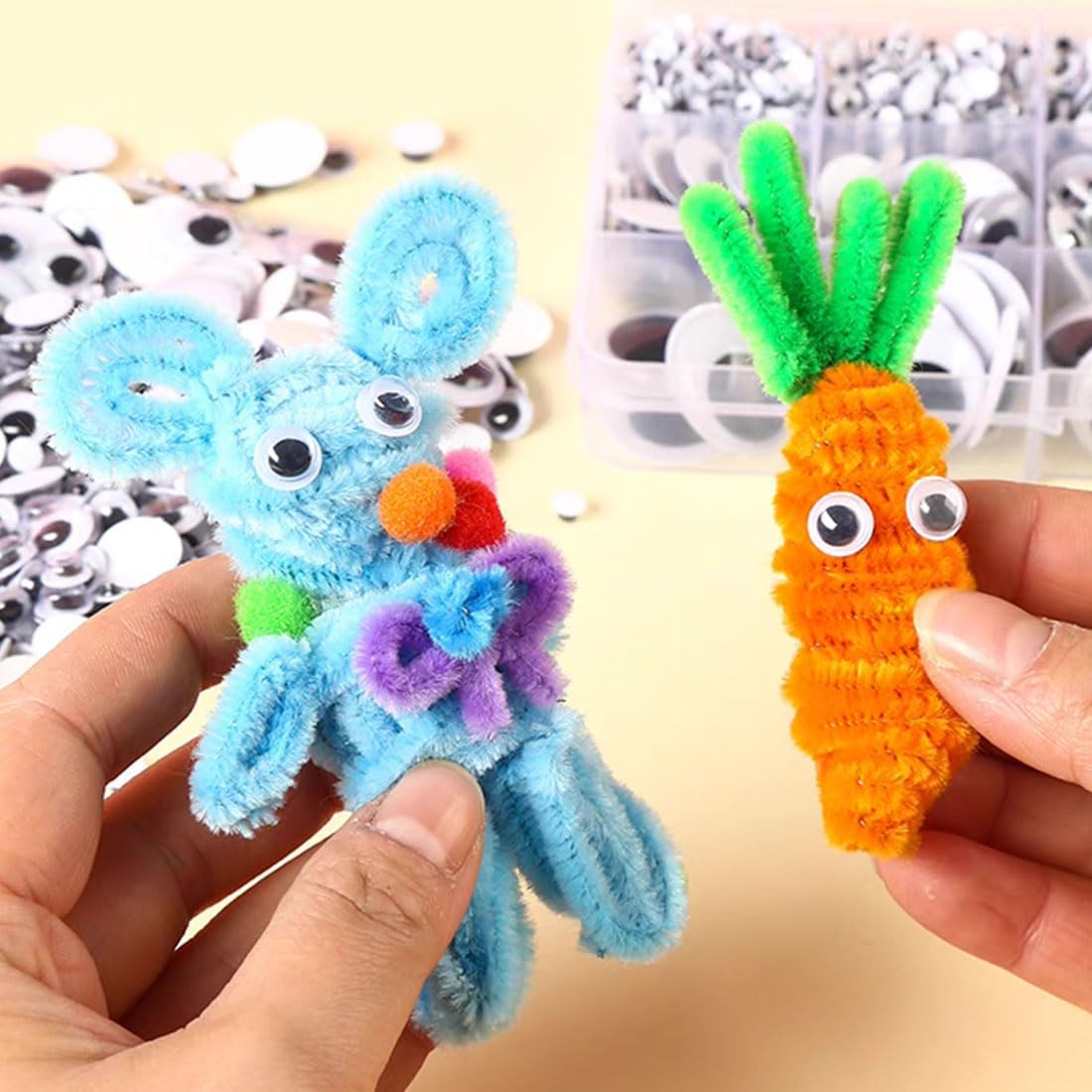 1280 Pack Wiggle Googly Eyes for Crafts - Self Adhesive Black White Plastic Eyes, Mixed Assorted Sizes Sticker for DIY Crafts Decoration