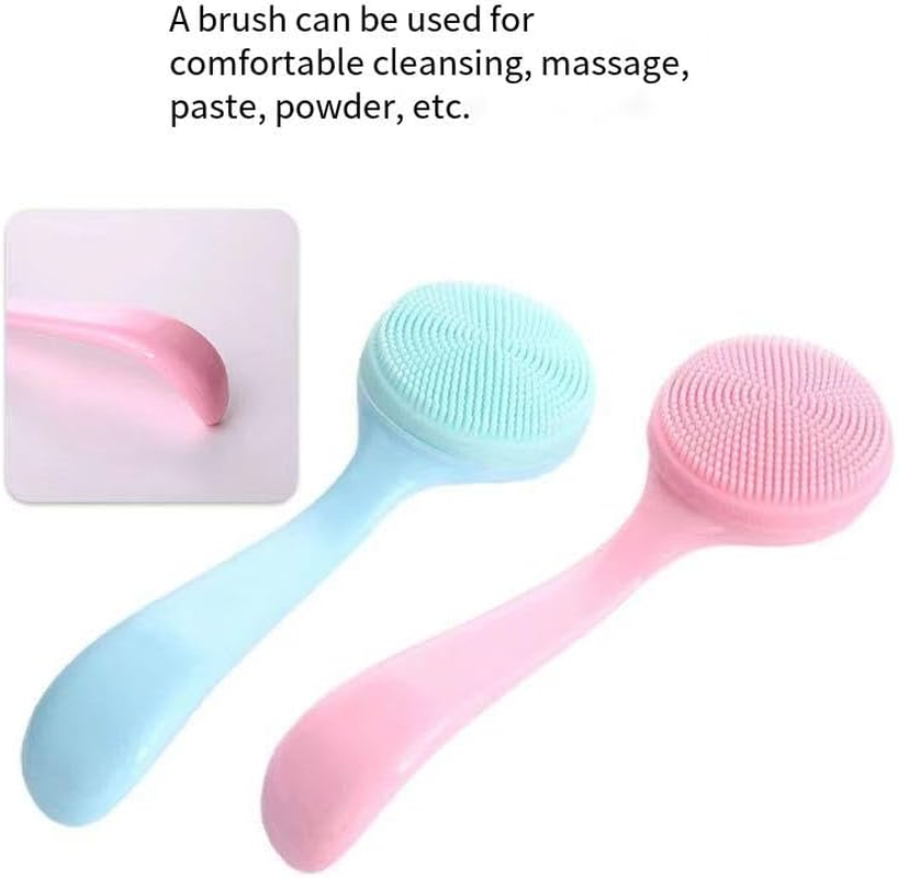 2 Pcs Silicone Manual Facial Cleansing Brush Waterproof Face Cleaning Scrubber Exfoliator Cleanser Soft Face Scrubber Exfoliating Brush for Blackheads Makeup Residues Removal image number 1