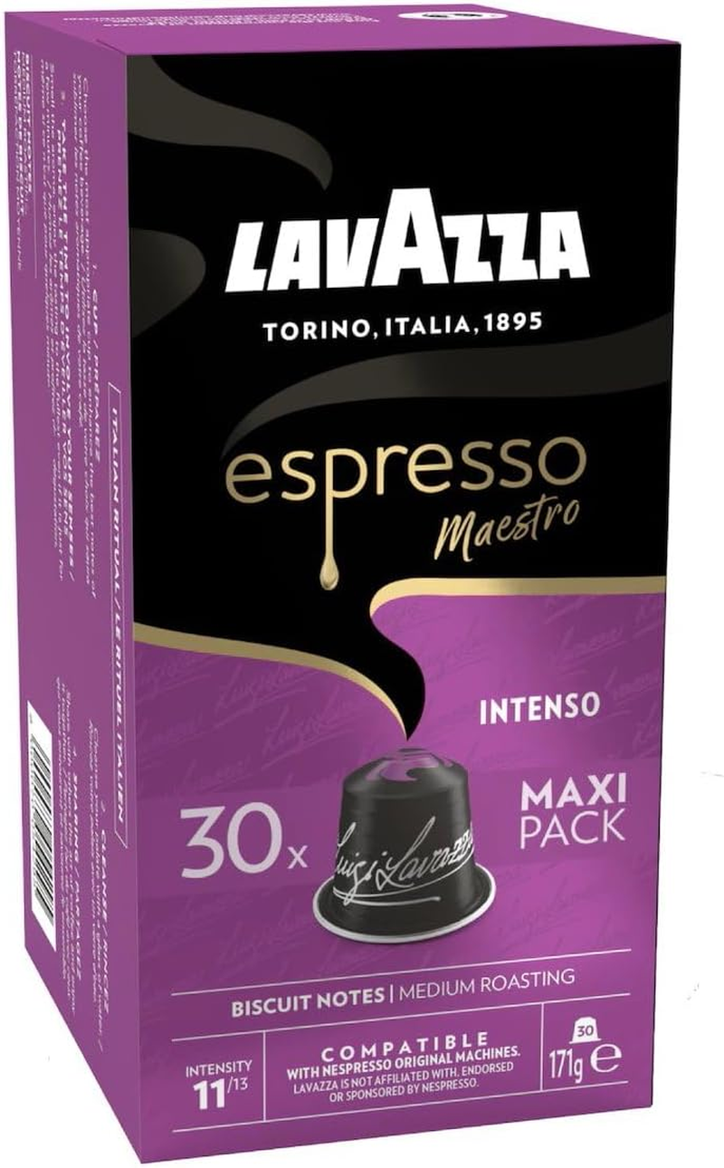 Lavazza, Espresso Maestro Intenso, 100 Coffee Pods Compatible with Nespresso Machines, Wood, Spice,&Cocoa Notes, Arabica&Robusta, Intensity 11/13, Medium Roast, 10 Packs of 10 Pods image number 4