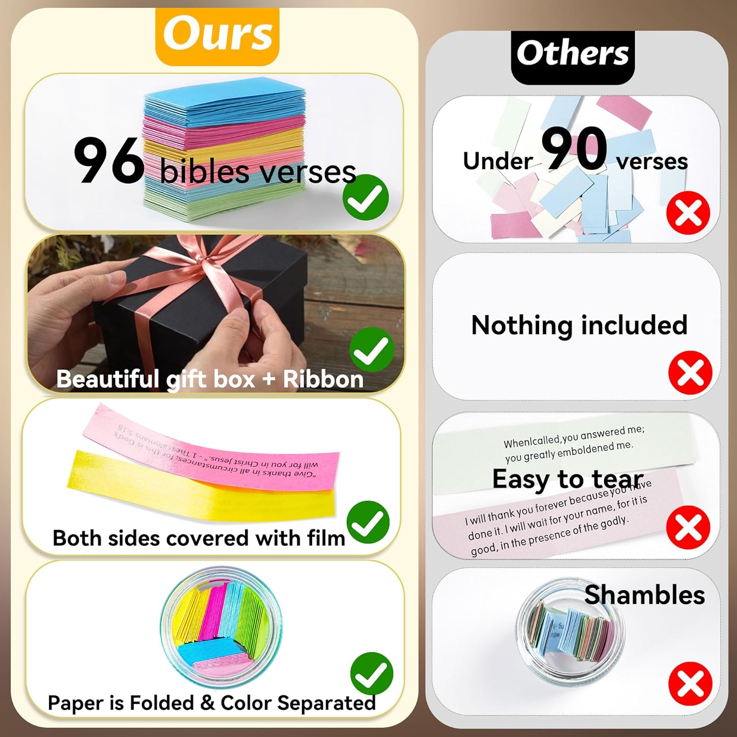 Bible Verse Jar, Read Me When Bible Verses Jar for Emotions and Feelings, Christian Women, Mothers Day, Birthday & Graduation ,Prayer Cards Comes with a 48-Inch Ribbon Bow image number 5