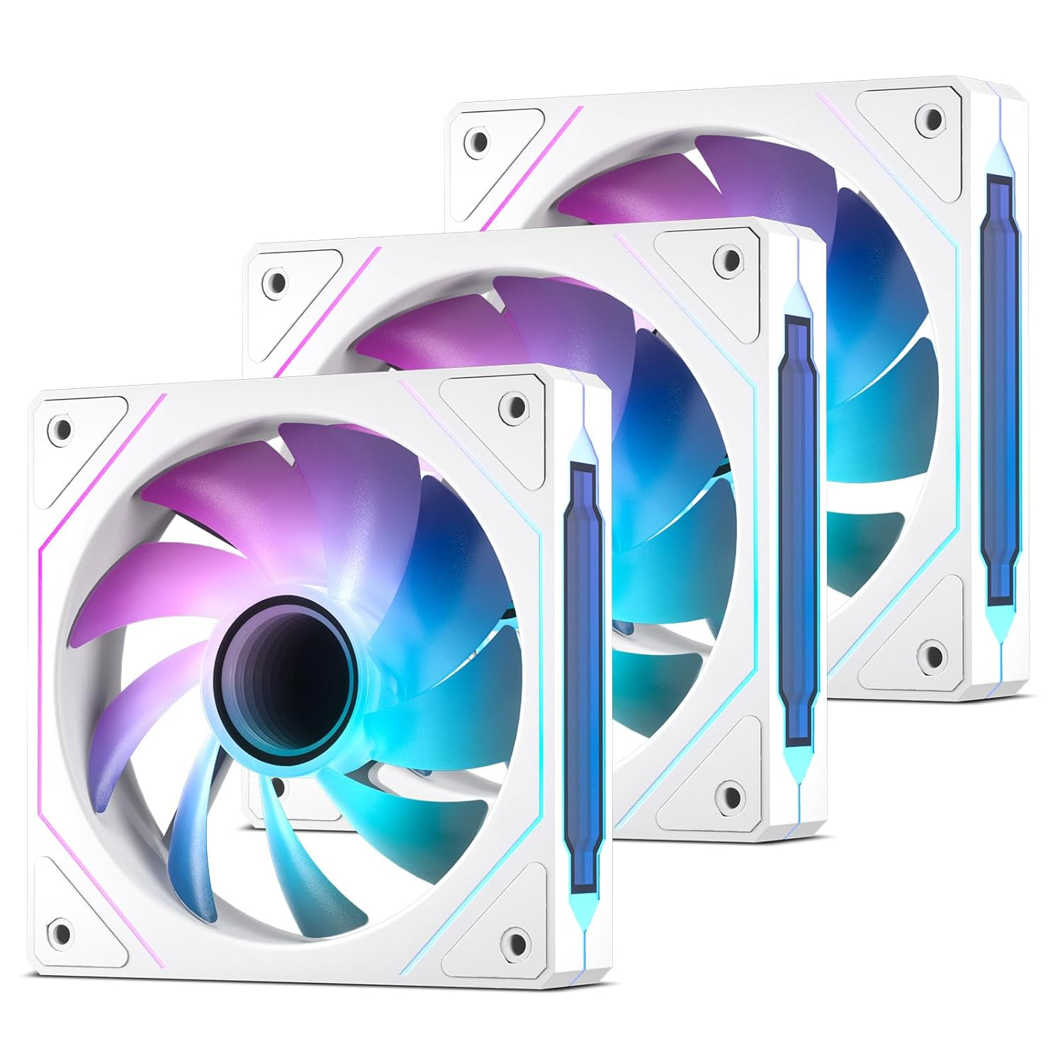 Vetroo L120 3-Pack 120 Mm ARGB Case Fan with Infinite Mirror Design & PWM Smart Control, Hydraulic Bearing, Nine Blades Design & 8 Rubber Pads for Low-Noise Operation - White image number 5