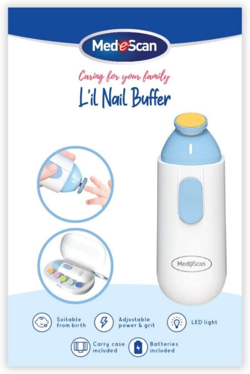 L'Il Nail Buffer &ndash; Electric Baby Nail Trimmer with LED Light, 5 Buffer Heads, Quiet & Safe Infant Nail File, Portable Baby Manicure Set, Includes Batteries & Carry Case image number 3