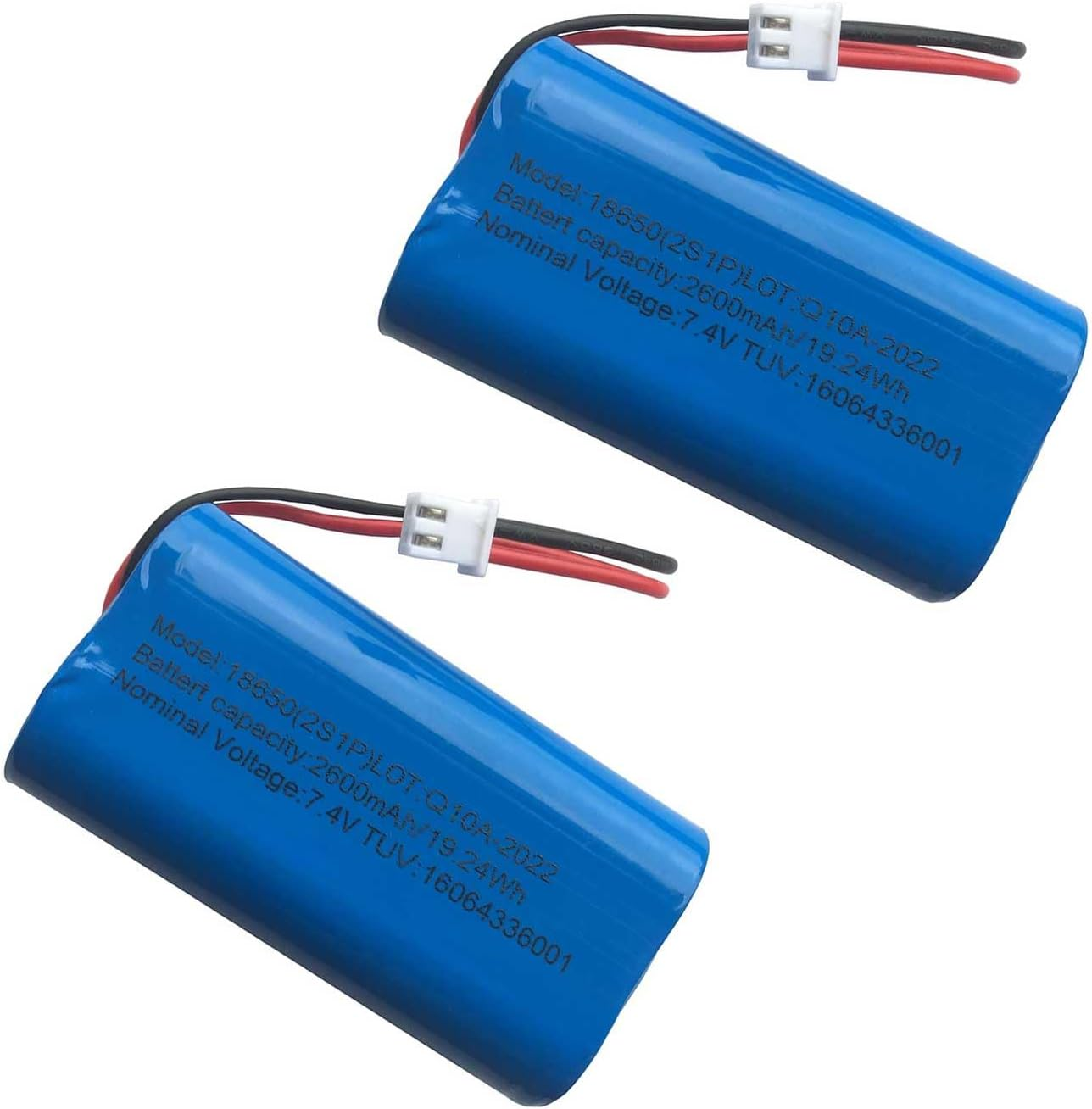 AOLIKES 7.4V Rechargeable Li-Ion Batteries 2600Mah, Power Cell with XH2.54-2 Pin Plug, DIY Batteries 18650 2S1P Li-Ion Batteries Pack Support 3C Continuous Discharge image number 5
