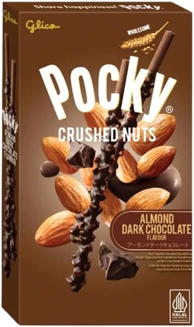 Glico Pocky Stick Biscuits W/Almond Dark Chocolate 25G (10 Pack)