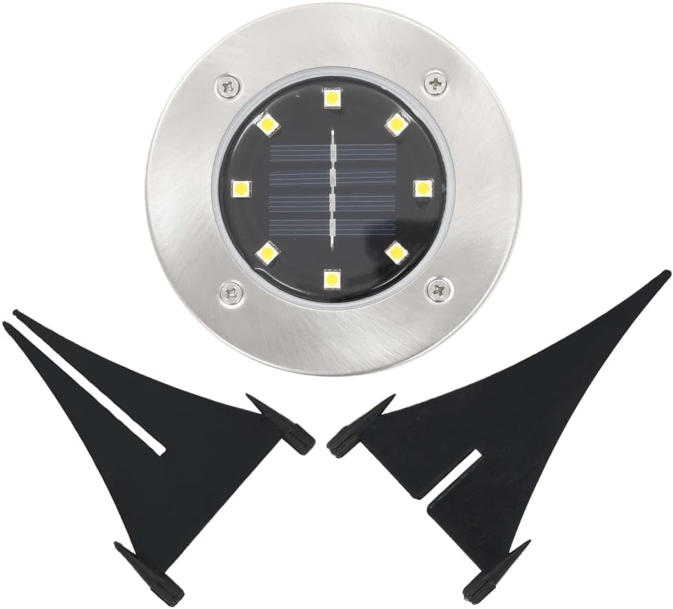 Vidaxl Solar Powered Ground Lights with 8 LED Beads, Warm White Lighting, Water-Resistant and Suitable for Outdoor Use - White image number 6
