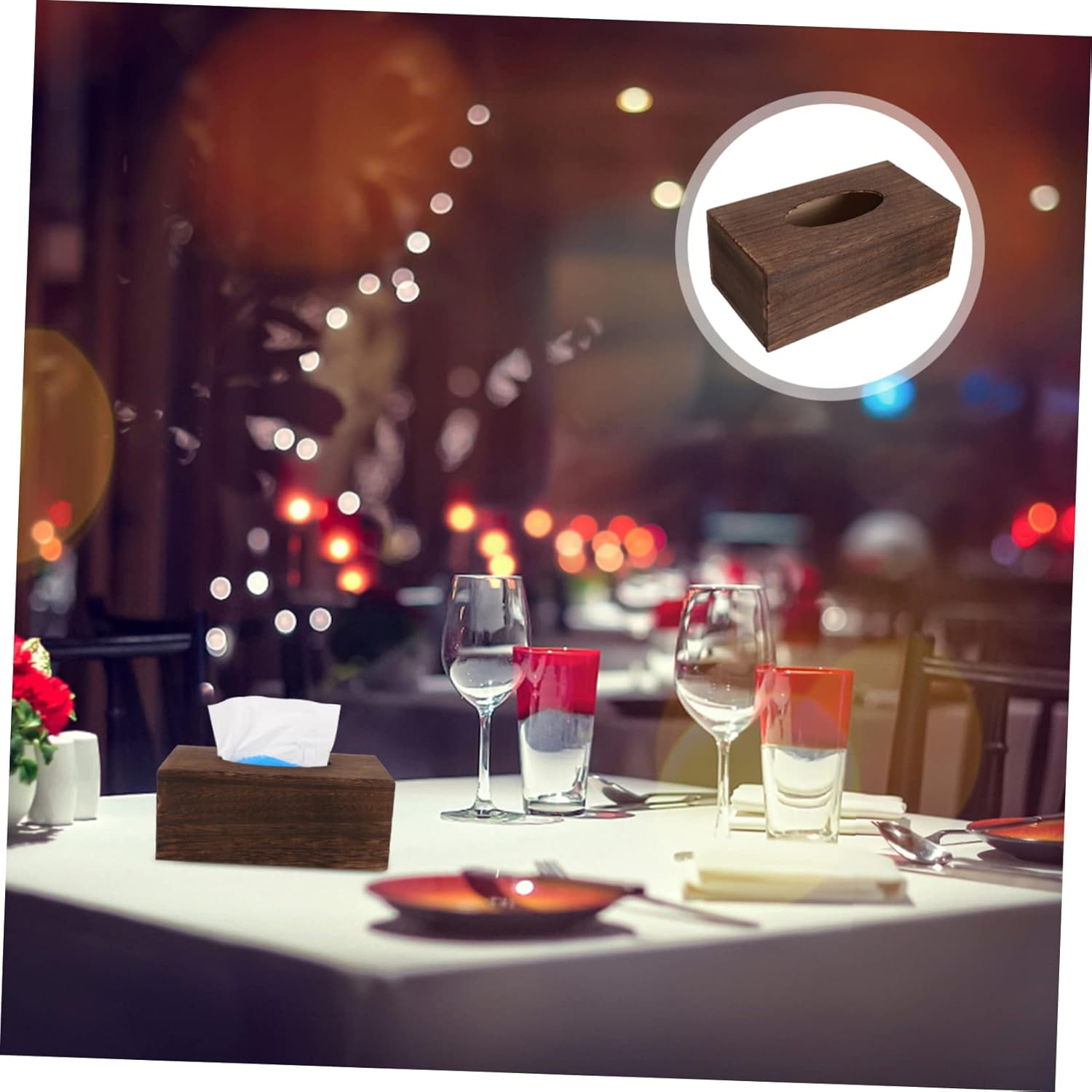 Alipis Elegant Fir Wood Tissue Box Napkin Storage Creative Decor for Living Room Tissue Box Holder image number 2