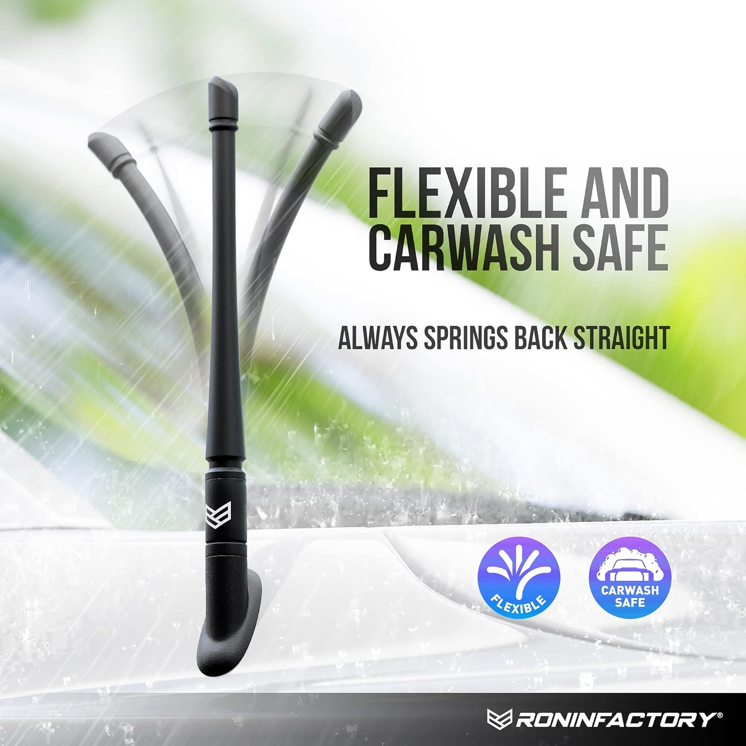 RONIN FACTORY Truck Antenna Accessory for Chevy Silverado & GMC Sierra Accessories - anti Theft - Carwash Safe - Short Replacement Antenna (8 Inch Flexible Smartlock)