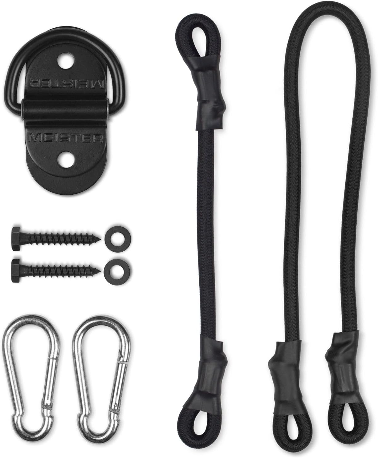 Meister Double-End Heavy Bag D-Ring Floor Anchor Mount Kit W/Bungees - Black image number 5