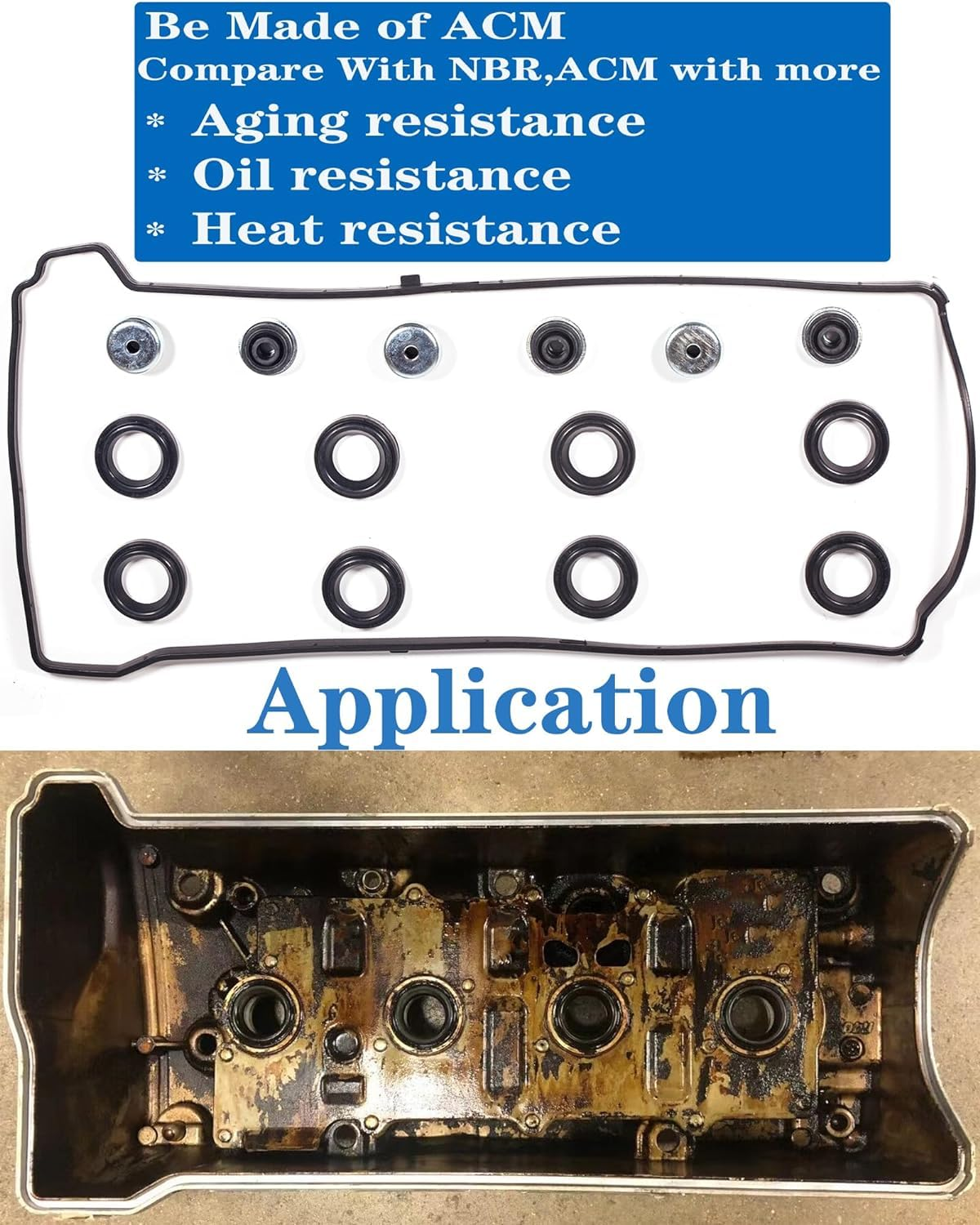VS50614R Compatible with Engine Valve Cover Gasket & Gromets & Spark Plug Tube Seals&15815-Raa-A02 VTEC Solenoid Gasket Honda Accord,Civic,Cr-V,Element,Crosstour, Acura 2.0L 2.3L 2.4L image number 5