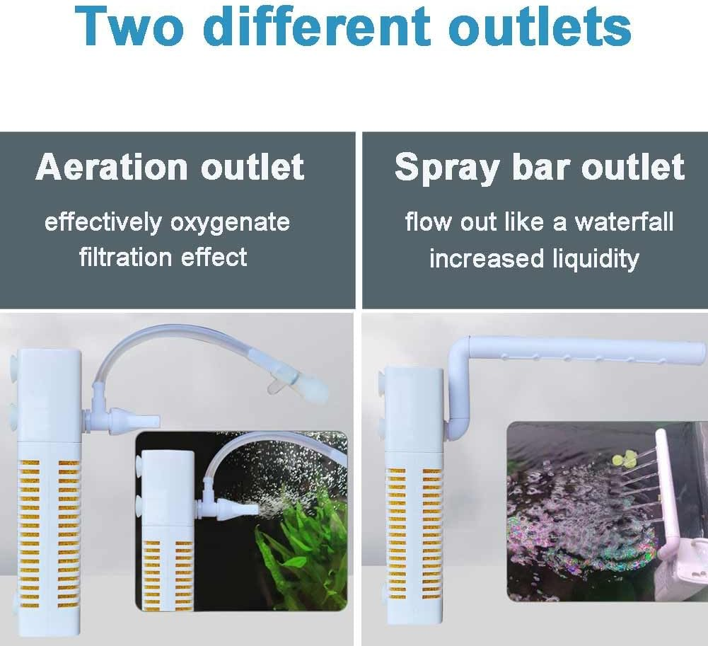 USB Submersible Fish Tank Internal Filter, 3.5W Aquarium Filter with Water Pump for 3-40L Fish and Turtle Tank image number 6
