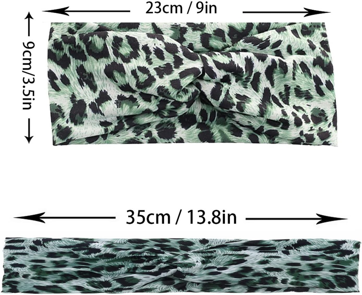 Woration Headband Yoga Leopard Print Cross Wide Elastic Headwear Head Wrap Hairband Twist Turban Knot Headwrap Hair Accessories for Women, Girls - Green - Leopard D image number 4