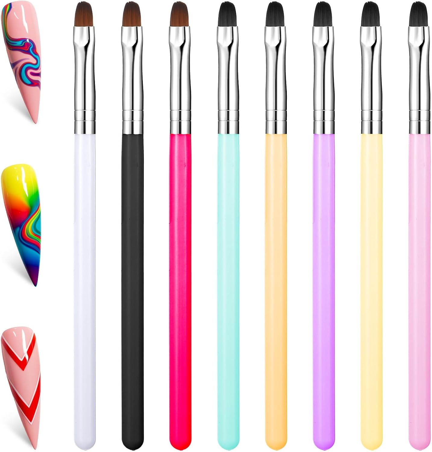 8 Pcs Nail Detail Art Brush Set Wooden for Gel Polish,Ymapinc Gel Nail Brush Tools,Liner Dotting Tools,Builder Dotting Tools Accessories image number 3