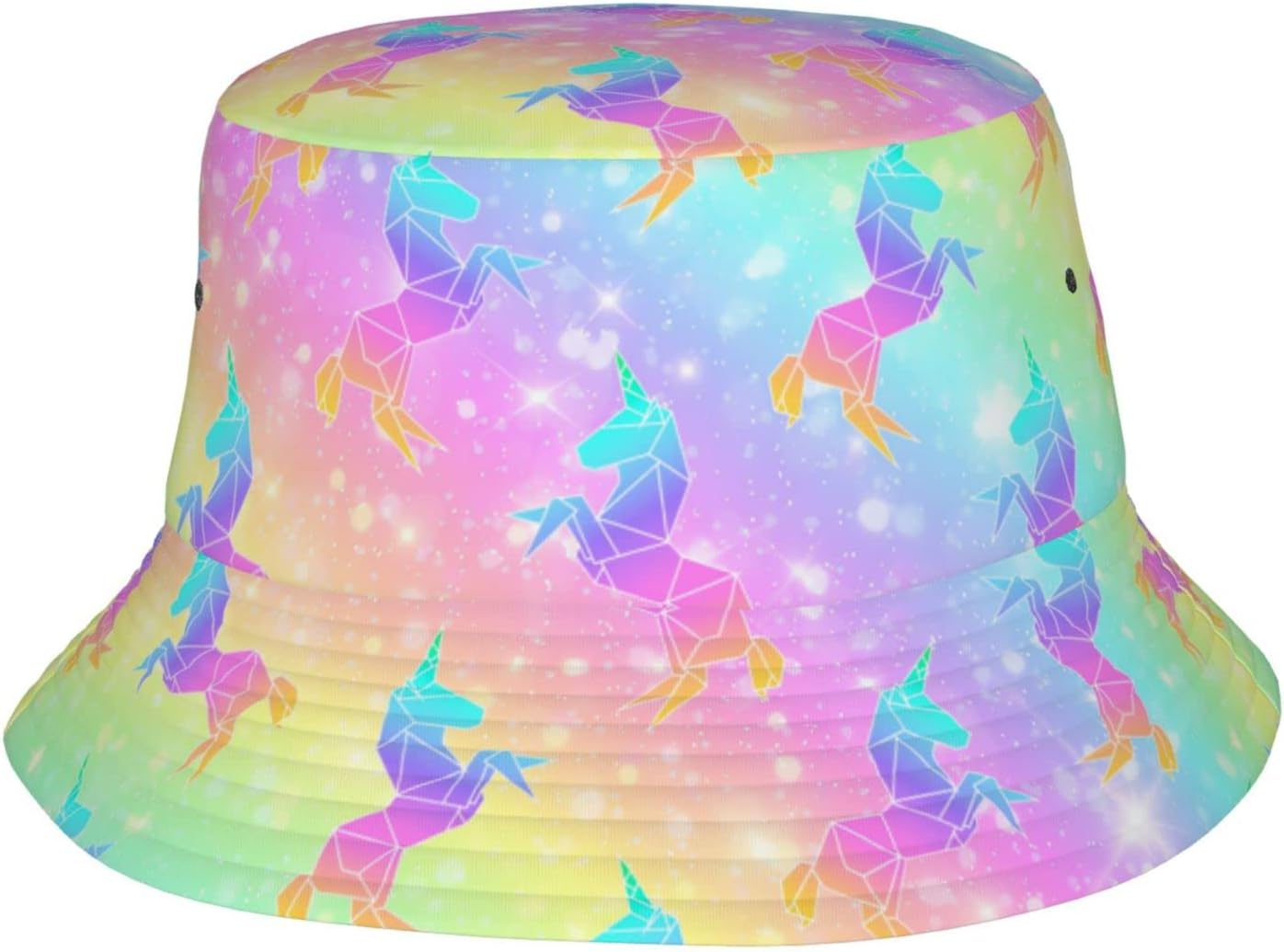 Fashion Unicorn Bucket Hat Rainbow Galaxy Print Sun Hat Packable Summer Unisex Outdoor Fisherman Hat for Women and Men