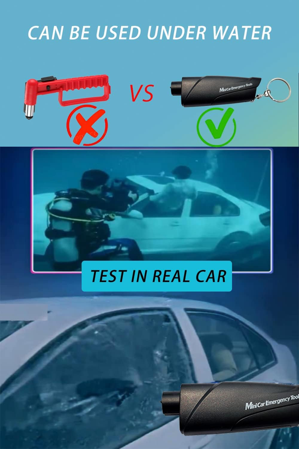 WHOHAO 4 Pack Car Window Breaker and Seat Belt Cutter, Emergency Keychain Car Escape Tool with Glass Breaker Seatbelt Cutter,Car Safety Hammer,Black