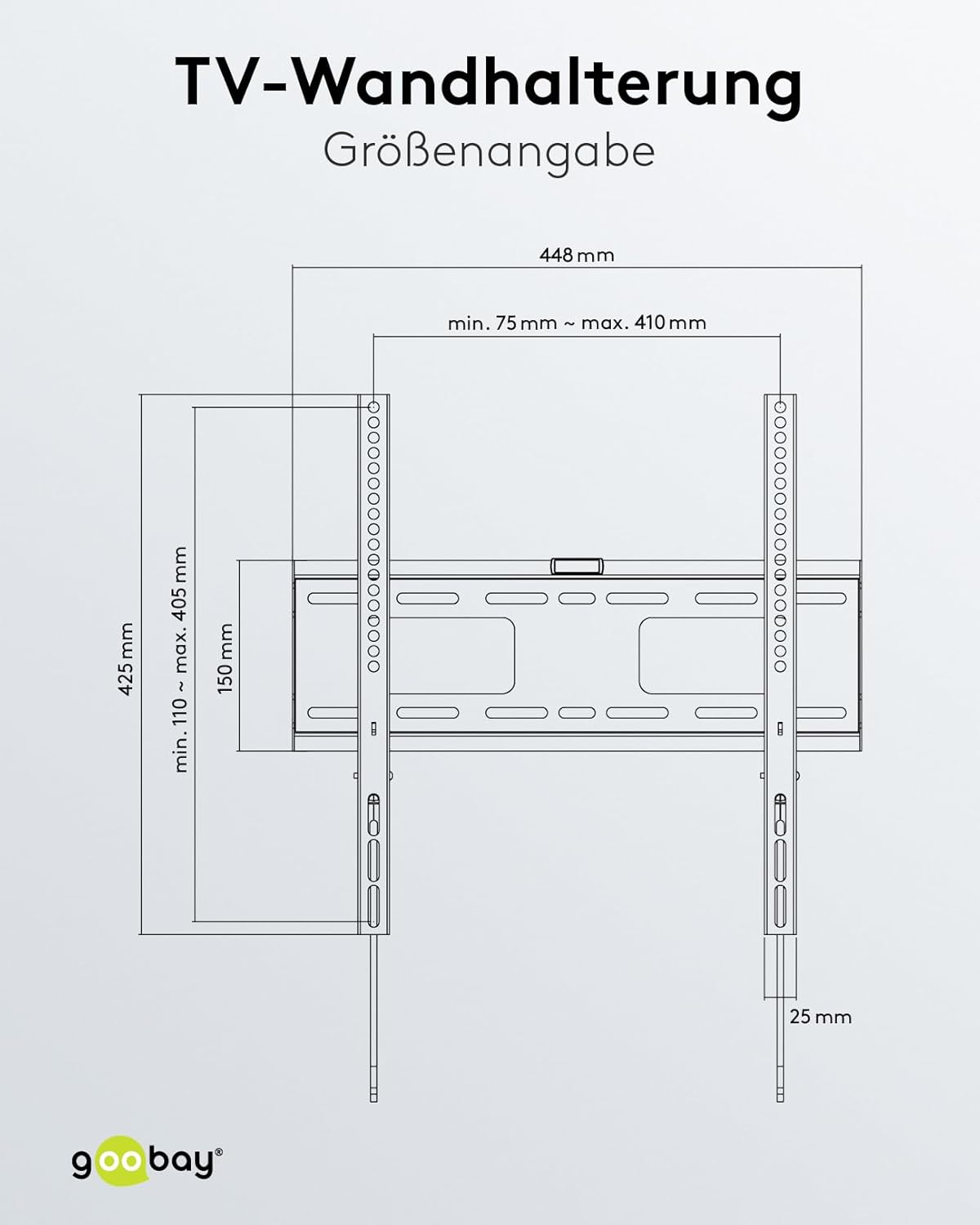 Goobay Pro Fix Wall Mount for TV Size 32-55, Black, Medium image number 2