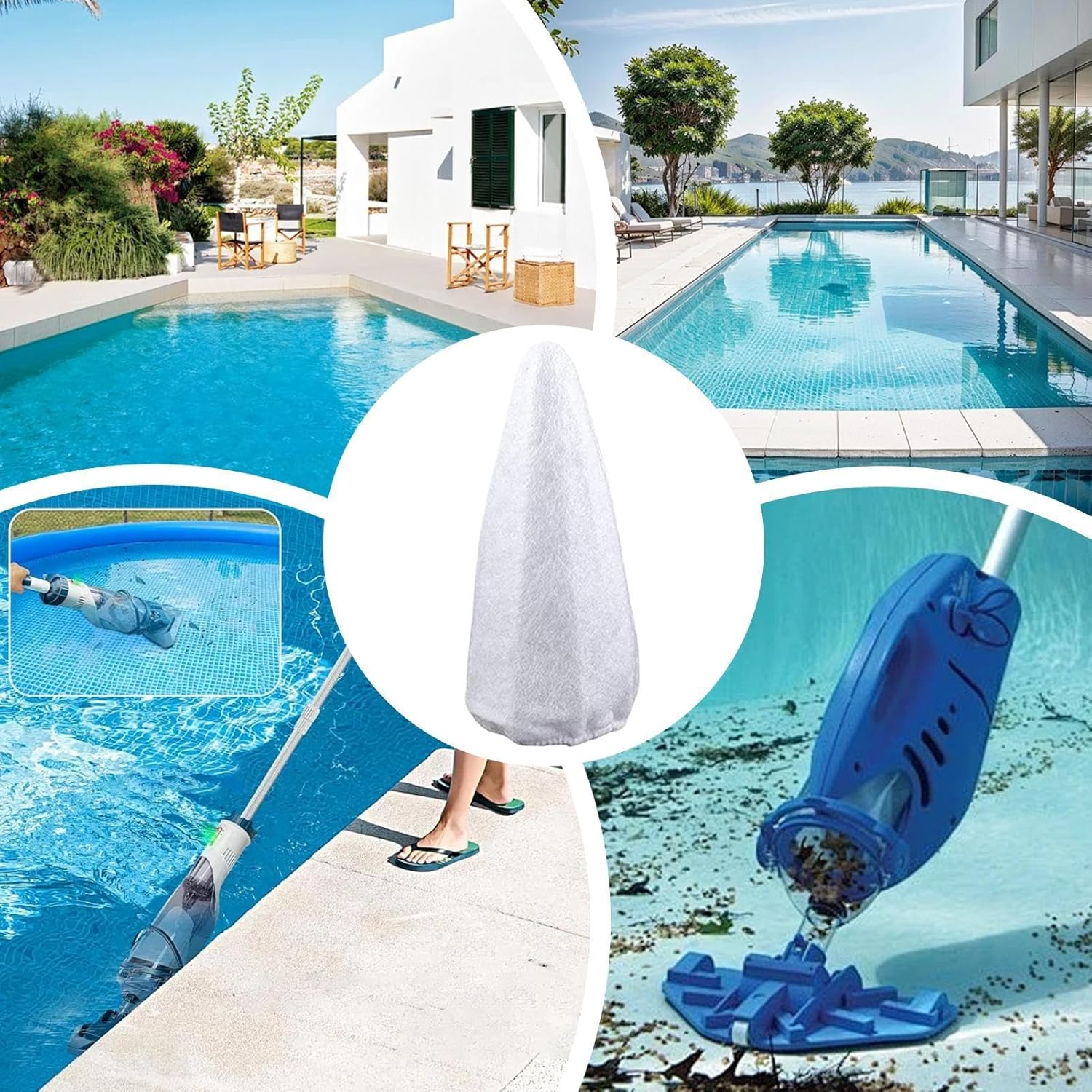 Pool Filter Bags | Fine Mesh Cleaning Vacuum Net | 5X Vacuum Filter Replacement Parts, All-Purpose Leaves Catcher for Swimming Pools image number 1