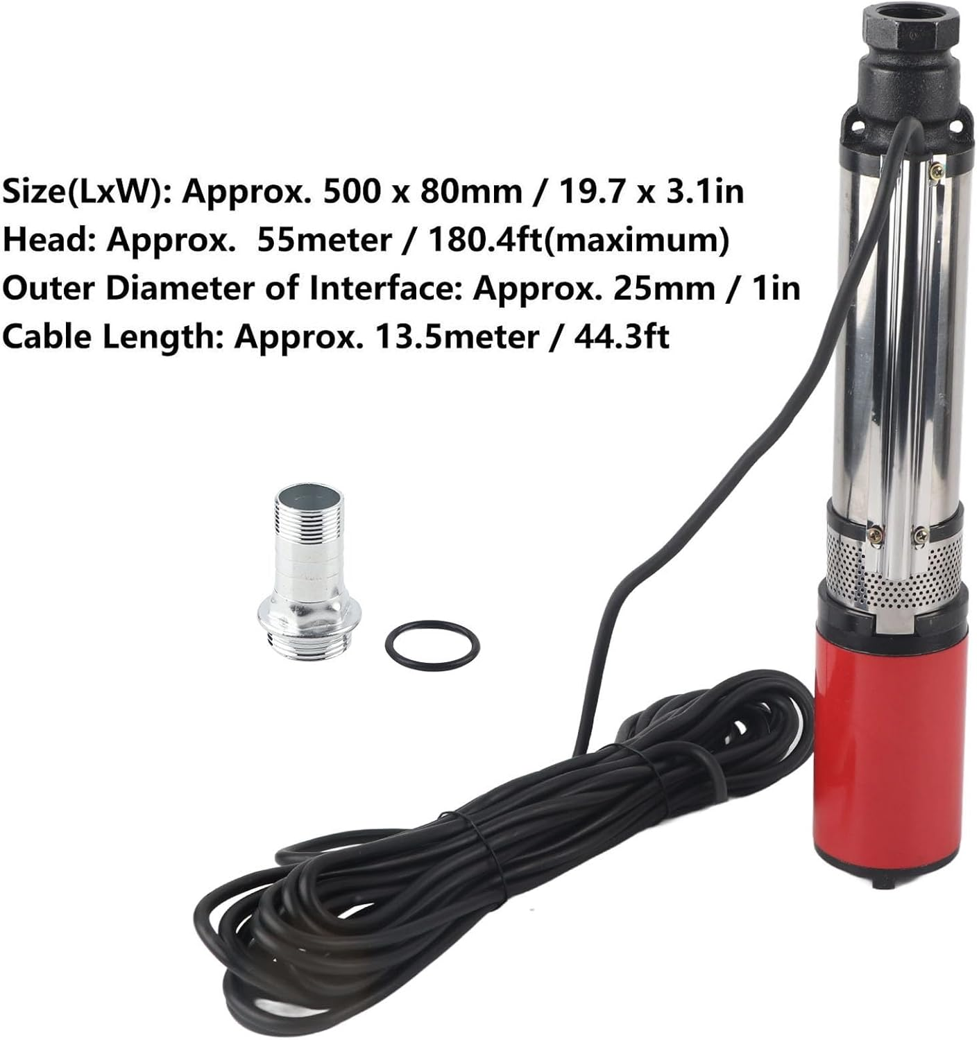 High Solar DC Deepwell Pump Large High Lift Battery Solar Brass Motor Floating Impeller S455 DC48V Lift Well image number 6