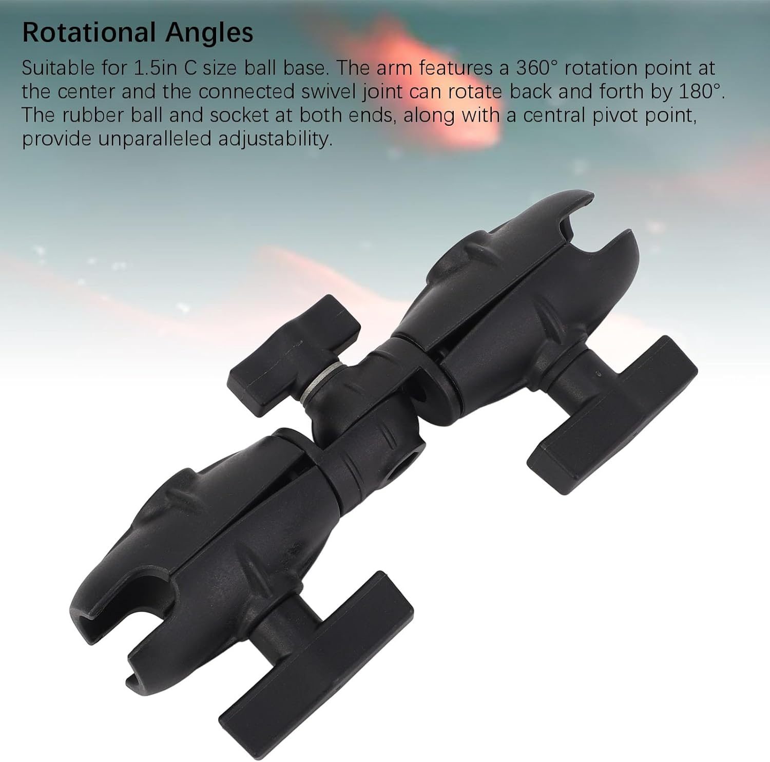 8.1 Double Socket Swivel Ratchet Arm for RAM Mounts C Size 1.5In Ball Components, 10.5Lbs Static Load, 3Lbs Moving Load, 360 Degree Rotation image number 3