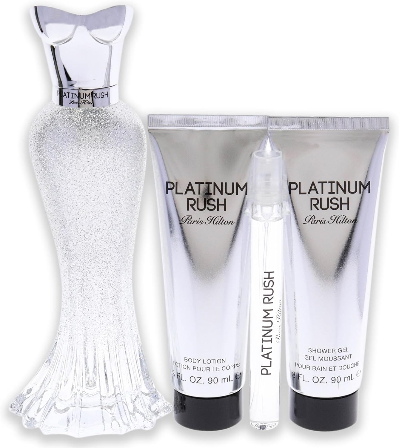 Platinum Rush by Paris Hilton for Women - 4 Pc Gift Set 3.4 Oz EDP Spray, 0.33Oz EDP Spray, 3Oz Body Lotion, 3Oz Shower Gel image number 1