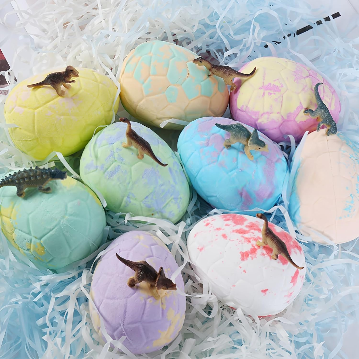 9 Packs Bath Bombs for Kids - Dinosaur Egg Bath Salt Balls with Surprise Toy Dinosaurs - Fun Spa Gifts for Girls and Boys - Relaxing Bubble Bath Experience image number 1