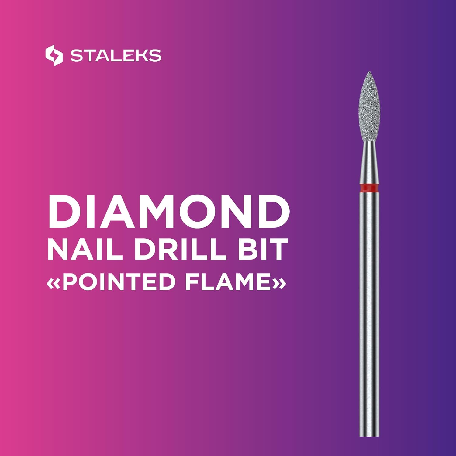 STALEKS PRO Expert Diamond Nail Drill Bit (Pointed Flame, Red, 2.3Mm Head / 8Mm WP) &ndash; Soft Abrasiveness for Delicate Cuticle & Sidewall Processing in Hardware Manicure/Pedicure