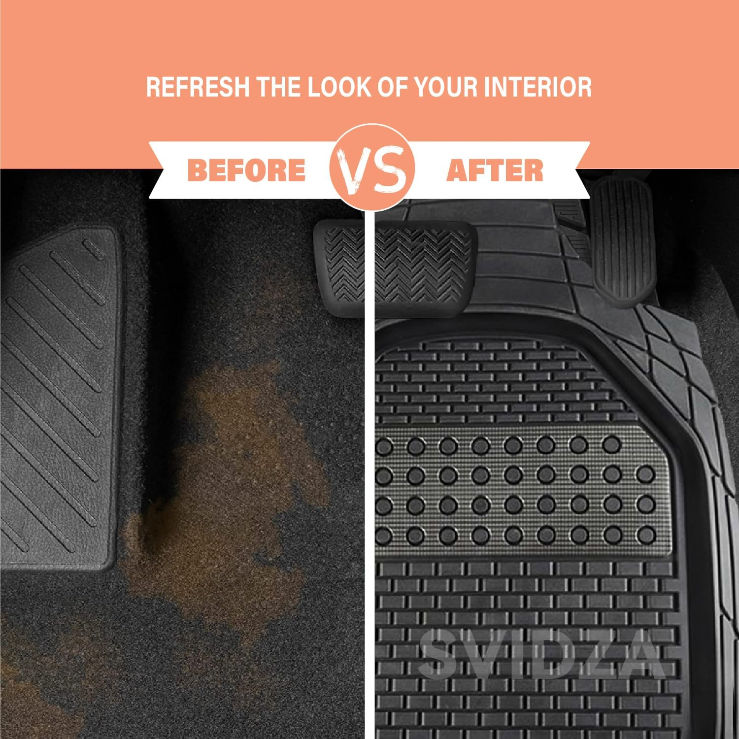 Car Floor Mats, Adjustable Size Automotive Foot Pads, All-Round Protection, Universal Floor Mats for Cars, Trucks, and Suvs - Black image number 3