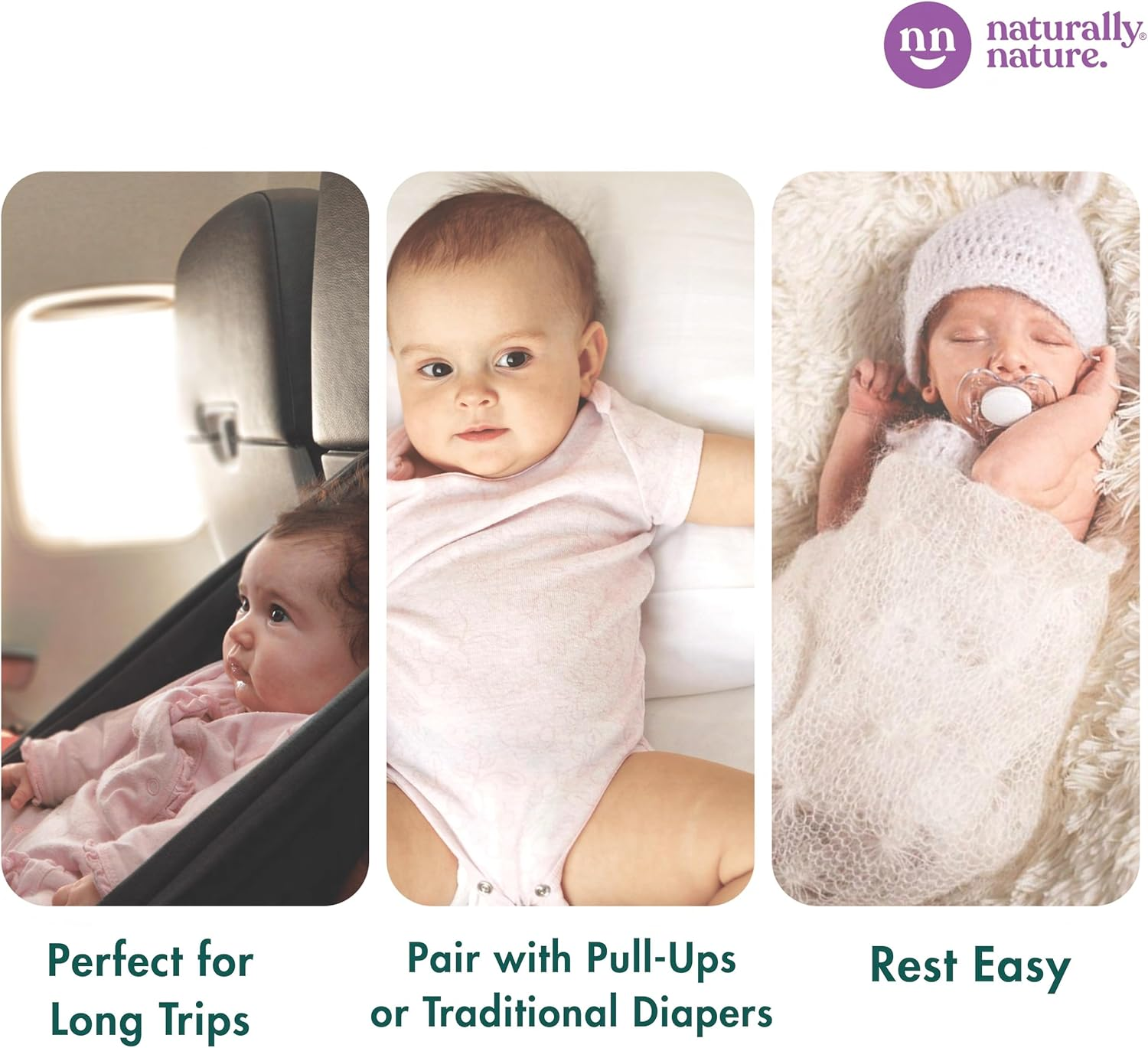 Naturally Nature Diaper Booster Pads Stop Nighttime Leaks, Adhesive Liners for Baby Overnight Diapers - Size N-3 Boys, 96-Pack - Disposable Diaper Pads for Infants image number 5