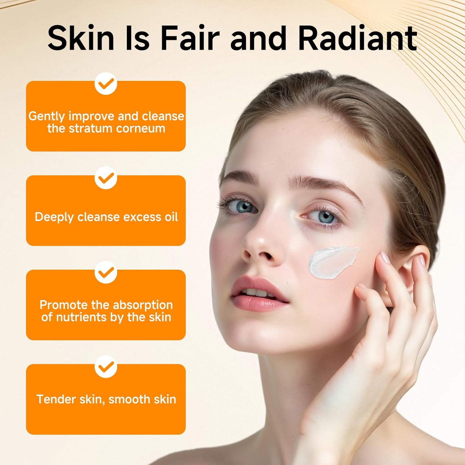 Orange Enzyme Exfoliating Gel, Gentle Face-Body Peeling Cleanser for Dead Skin Removal Deep Cleansing Brightening Hydrating Smoothing Facial Exfoliator with Natural Citrus Extracts 100G image number 3